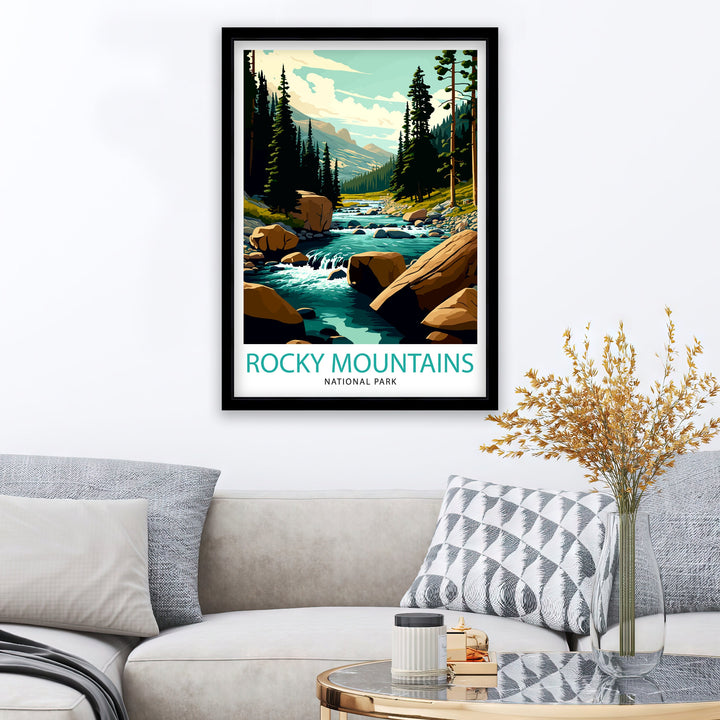 Rocky Mountains Travel Poster Mountain Wall Art Wall Art Rocky Mountain Art Rocky Mountain Colorado Art Rocky Mountain Poster