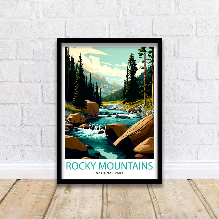 Rocky Mountains Travel Poster Mountain Wall Art Wall Art Rocky Mountain Art Rocky Mountain Colorado Art Rocky Mountain Poster