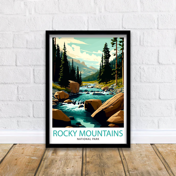 Rocky Mountains Travel Poster Mountain Wall Art Wall Art Rocky Mountain Art Rocky Mountain Colorado Art Rocky Mountain Poster