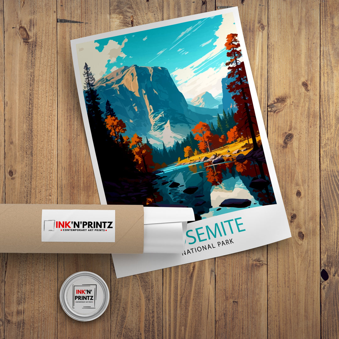 Yosemite National Park Travel Print| Yosemite Wall Art Yosemite Home Living Decor Yosemite Illustration Travel Poster Gift for Yosemite Fans