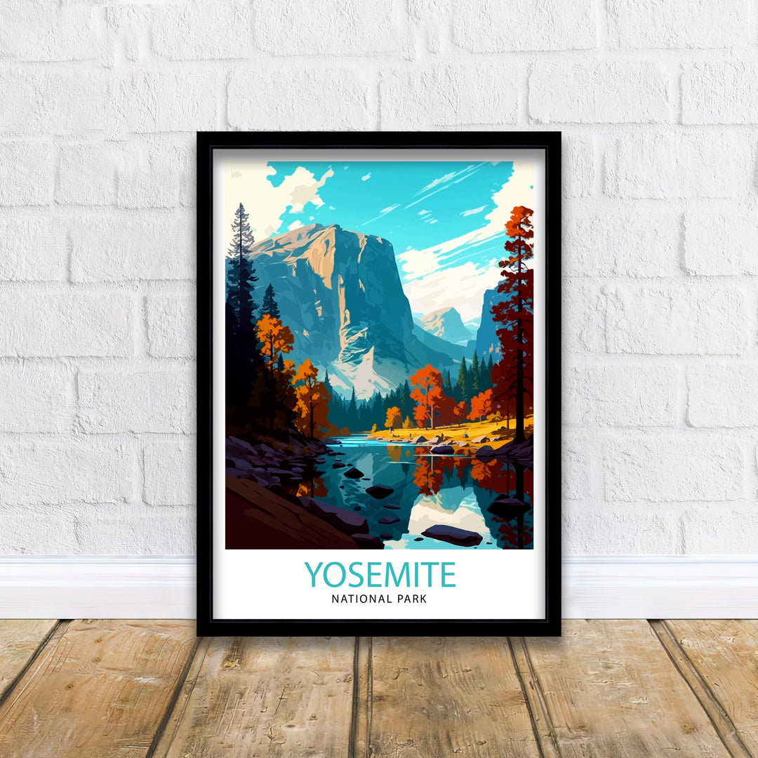 Yosemite National Park Travel Print| Yosemite Wall Art Yosemite Home Living Decor Yosemite Illustration Travel Poster Gift for Yosemite Fans