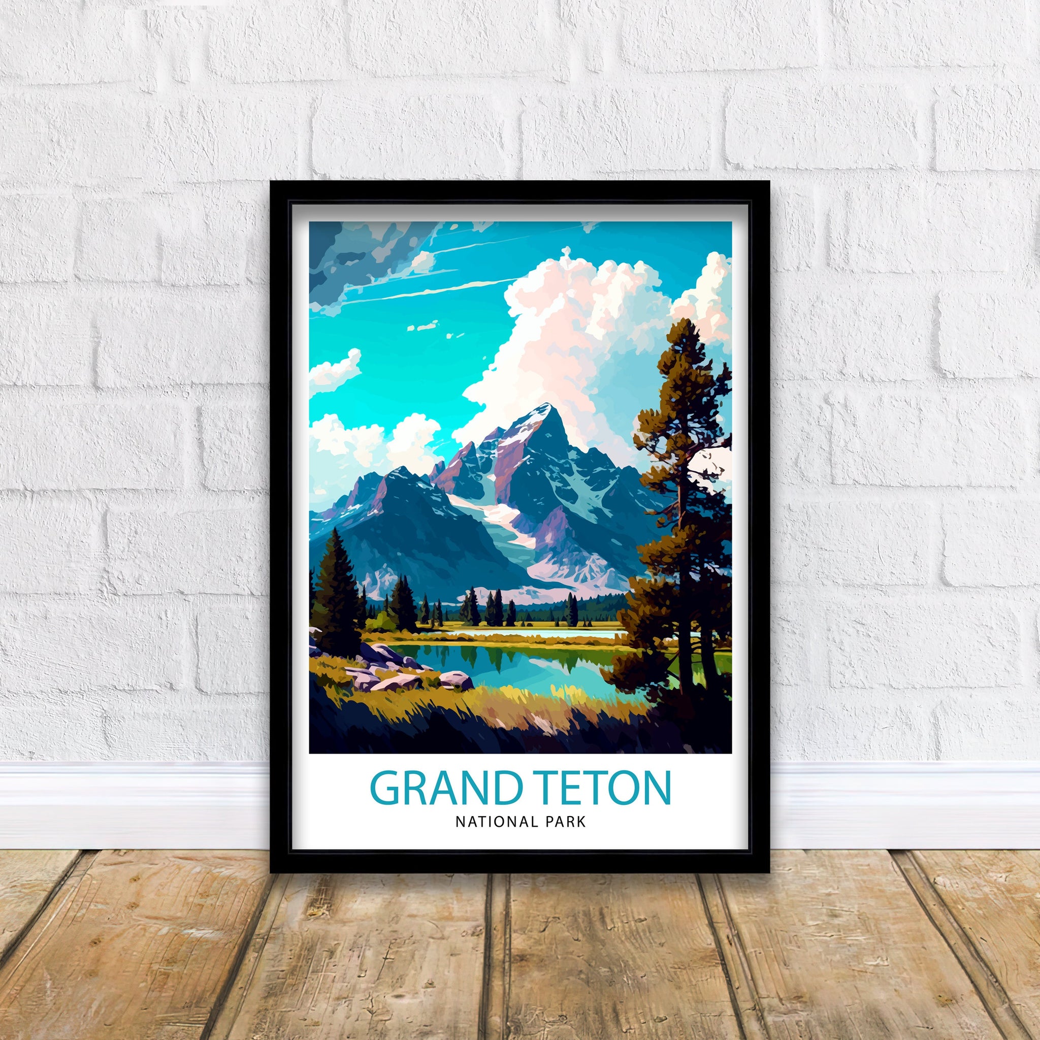 Grand Teton National Park Travel Print| Mountain Wall Art Wyoming Home Decor Nature Poster | Adventure Gift