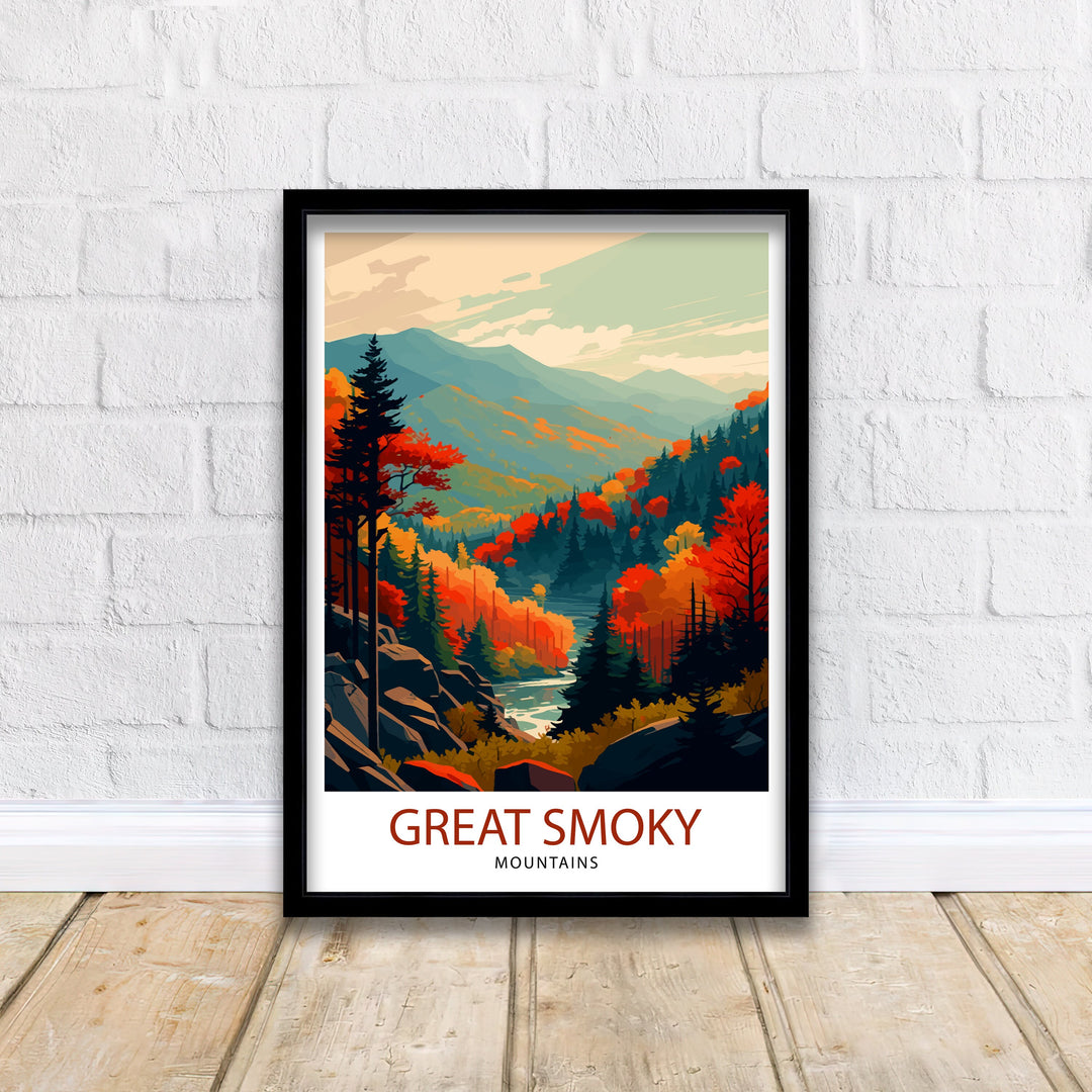 Great Smoky Mountains Travel Print| Smoky Mountains Wall Decor Smoky Mountains Home Living Decor Tennessee Travel Poster, USA National Park