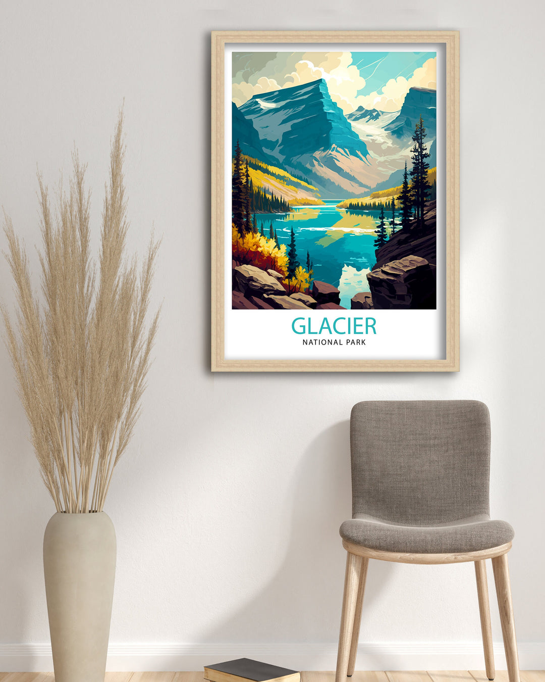 Glacier National Park Travel Print| Glacier National Park Wall Art Montana Travel Poster Glacier National Park Home Decor Glacier