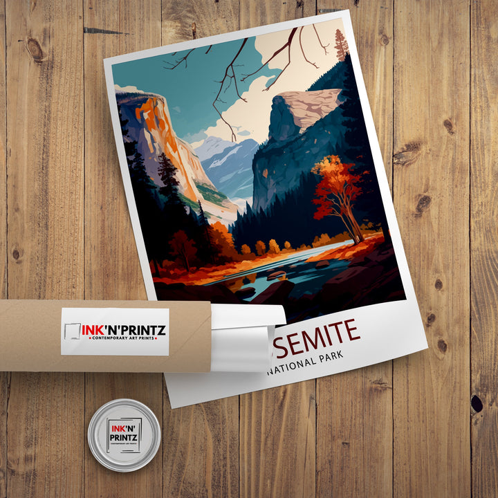 Yosemite National Park Travel Poster Yosemite Wall Art Yosemite Home Decor Yosemite California Illustration Yosemite Travel Poster