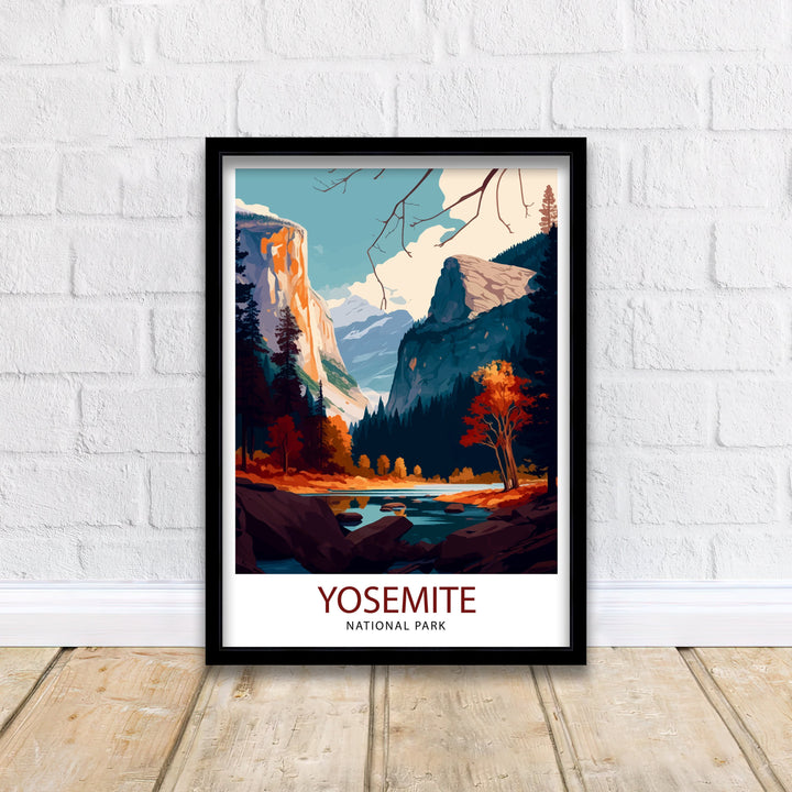 Yosemite National Park Travel Print Yosemite Wall Art Yosemite Home Decor Yosemite California Illustration Yosemite Travel Poster