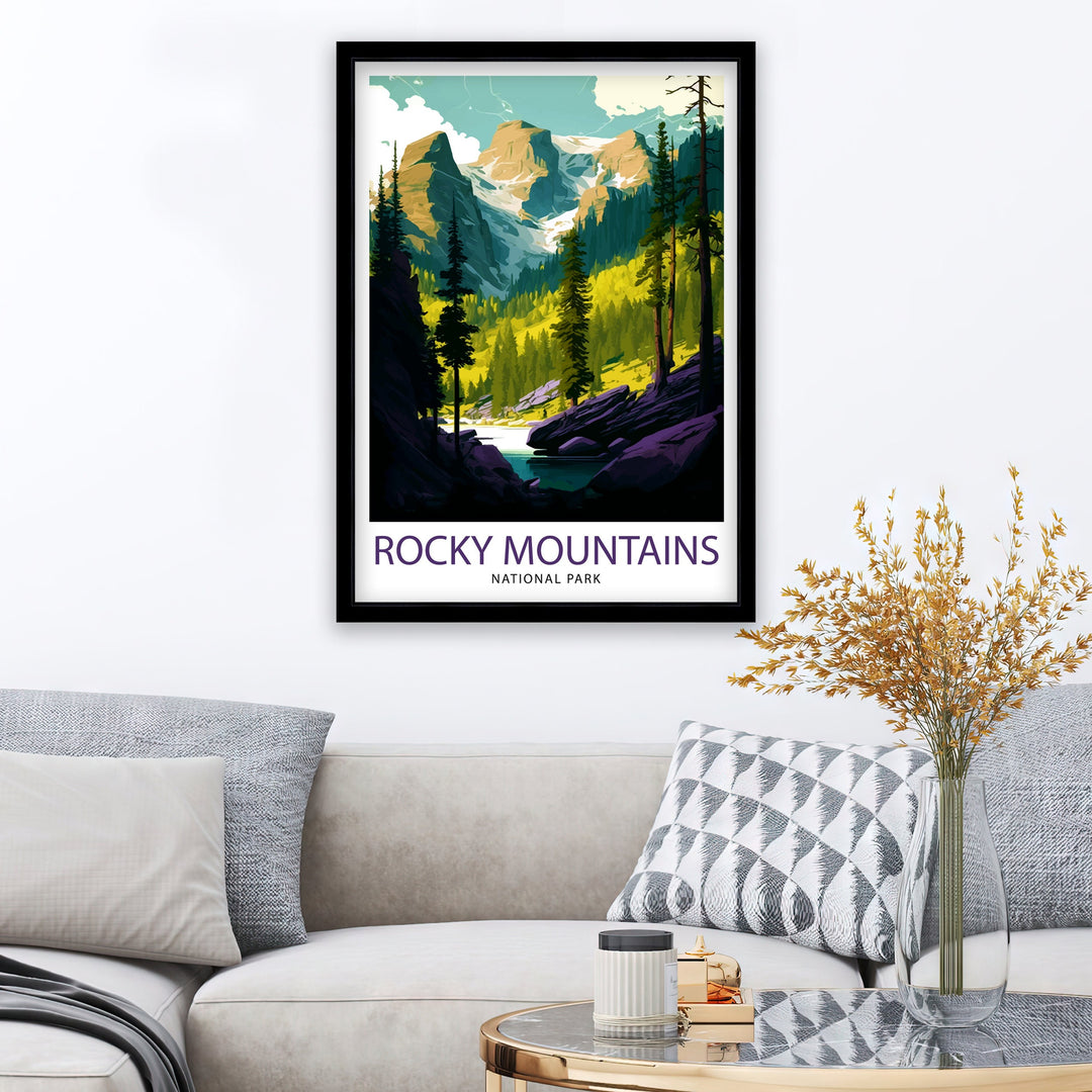 Rocky Mountains Travel Poster Rocky Mountains Wall Art Rocky Mountains Home Decor Rocky Mountains Illustration Travel Poster Gift For Rocky