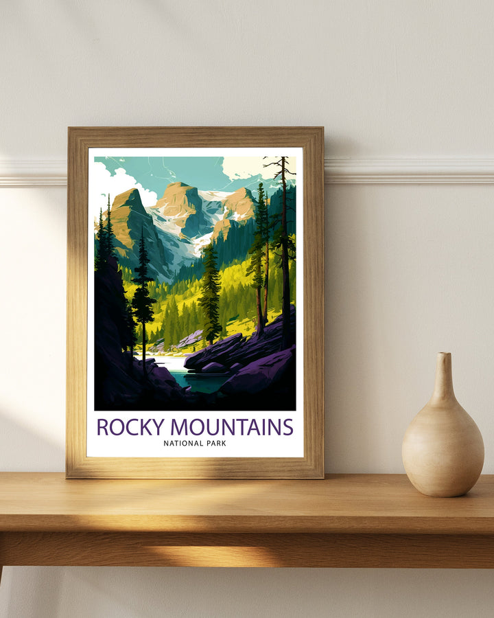 Rocky Mountains Travel Print Rocky Mountains Wall Art Rocky Mountains Home Decor Rocky Mountains Illustration Travel Poster Gift For Rocky