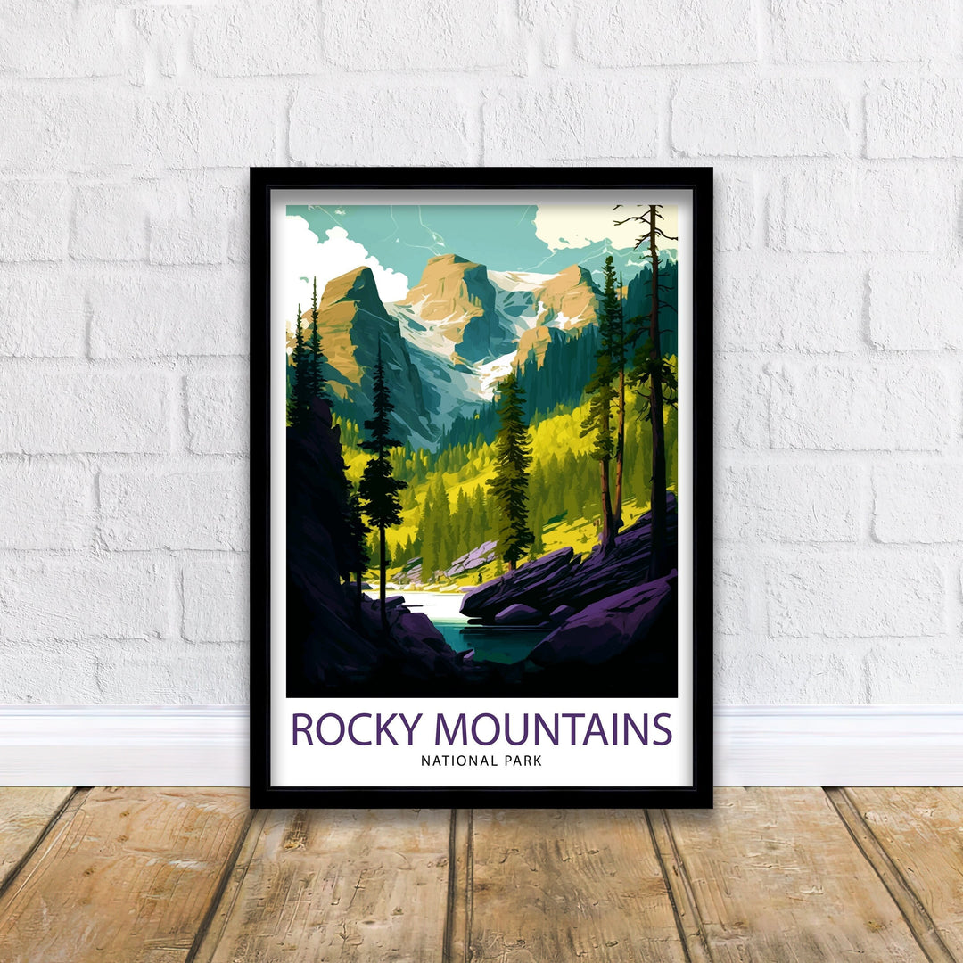 Rocky Mountains Travel Poster Rocky Mountains Wall Art Rocky Mountains Home Decor Rocky Mountains Illustration Travel Poster Gift For Rocky