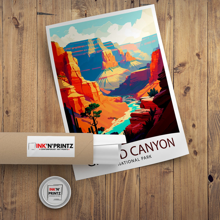 Grand Canyon Travel Poster, Grand Canyon Wall Art, Arizona Travel Poster, Grand Canyon National Park, USA Illustration, Grand Canyon Souvenir