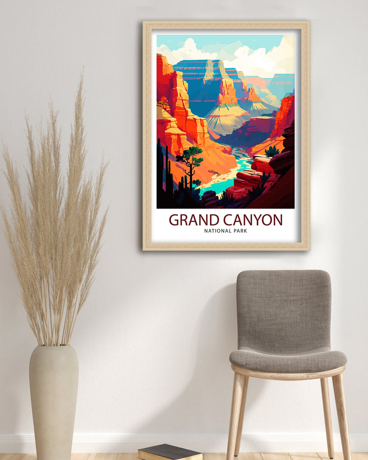 Grand Canyon Travel Poster, Grand Canyon Wall Art, Arizona Travel Poster, Grand Canyon National Park, USA Illustration, Grand Canyon Souvenir