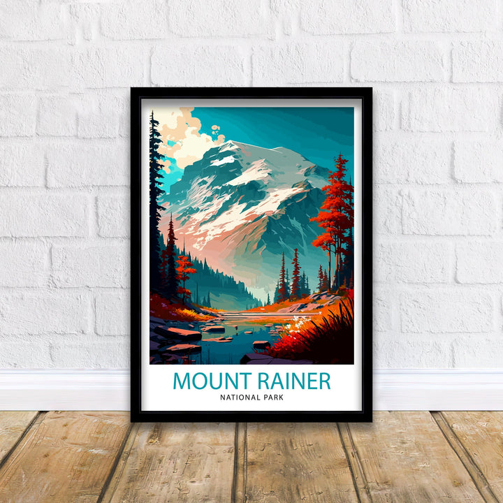 Mount Rainier Travel Poster Washington