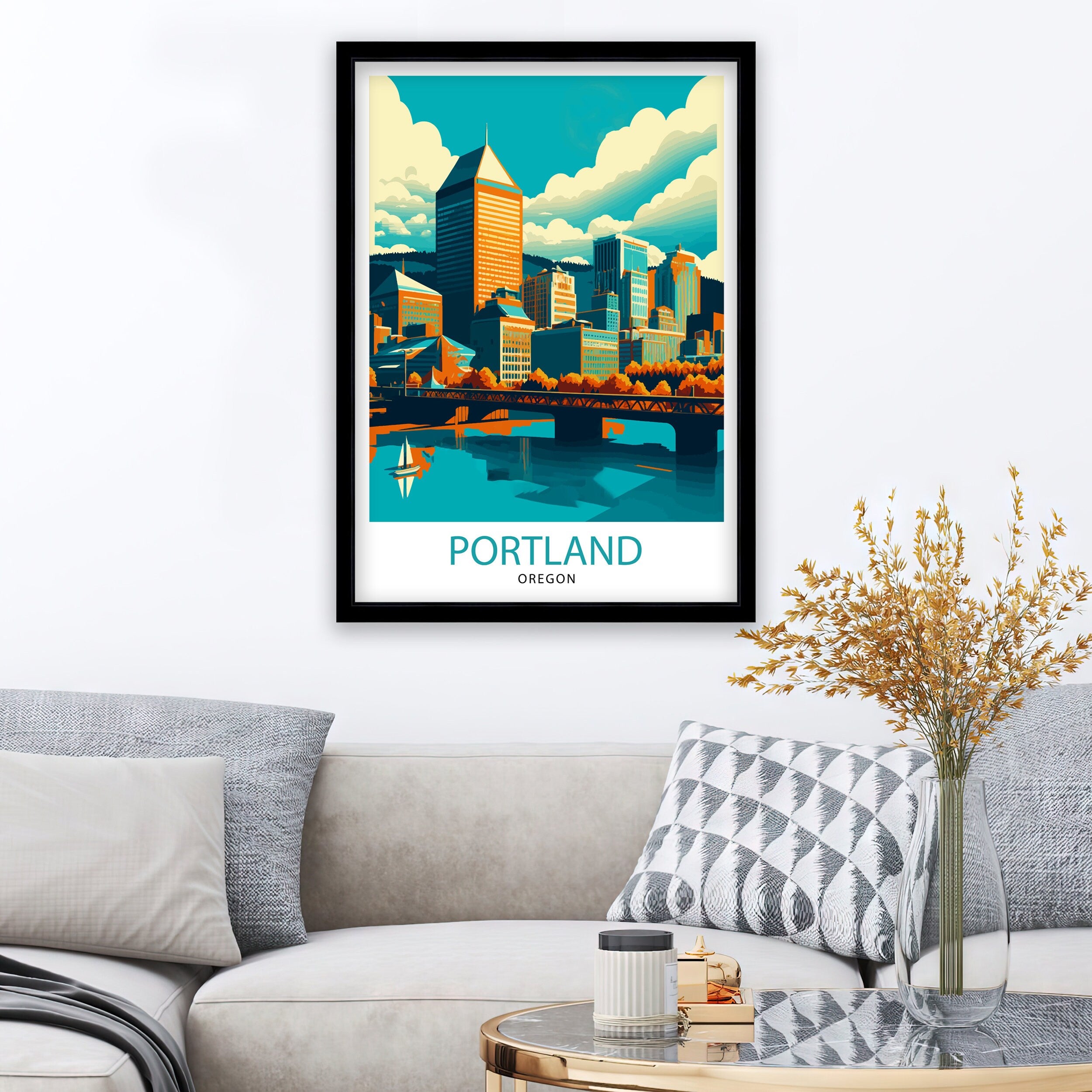 Portland Oregon Travel Print| Portland Wall Decor Portland Home Living Decor Portland Oregon Illustration Travel Poster Gift for Portland