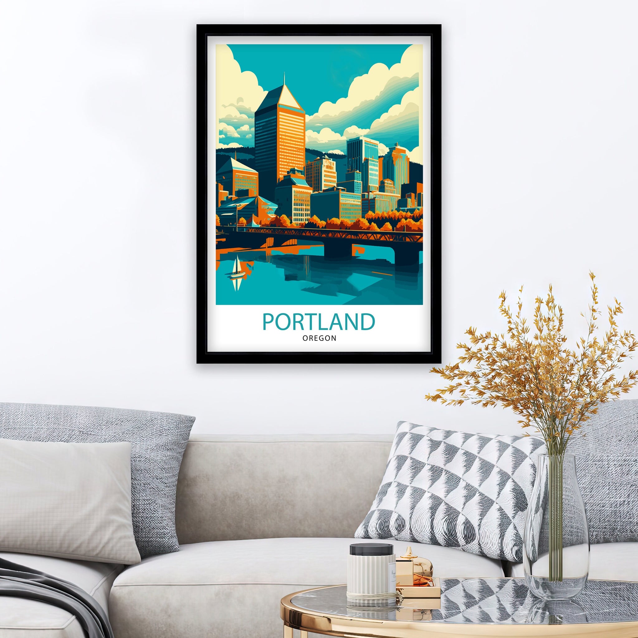 Portland Oregon Travel Print| Portland Wall Decor Portland Home Living Decor Portland Oregon Illustration Travel Poster Gift for Portland