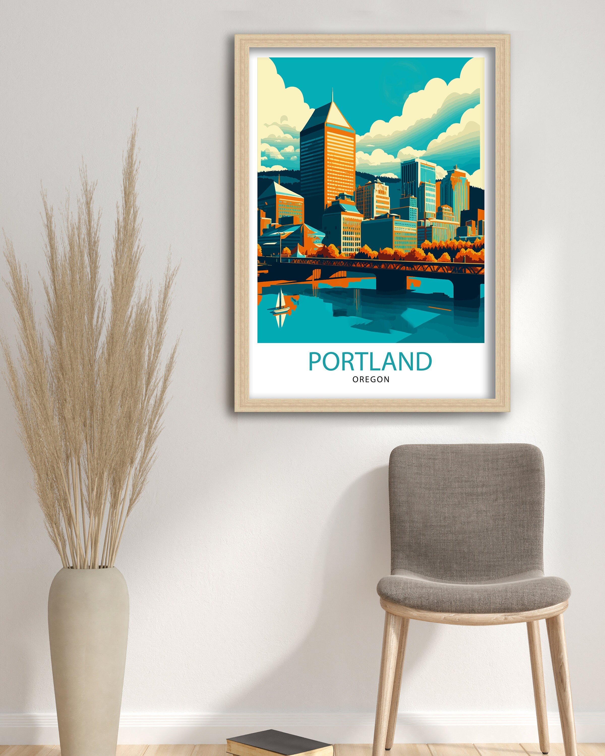 Portland Oregon Travel Print| Portland Wall Decor Portland Home Living Decor Portland Oregon Illustration Travel Poster Gift for Portland