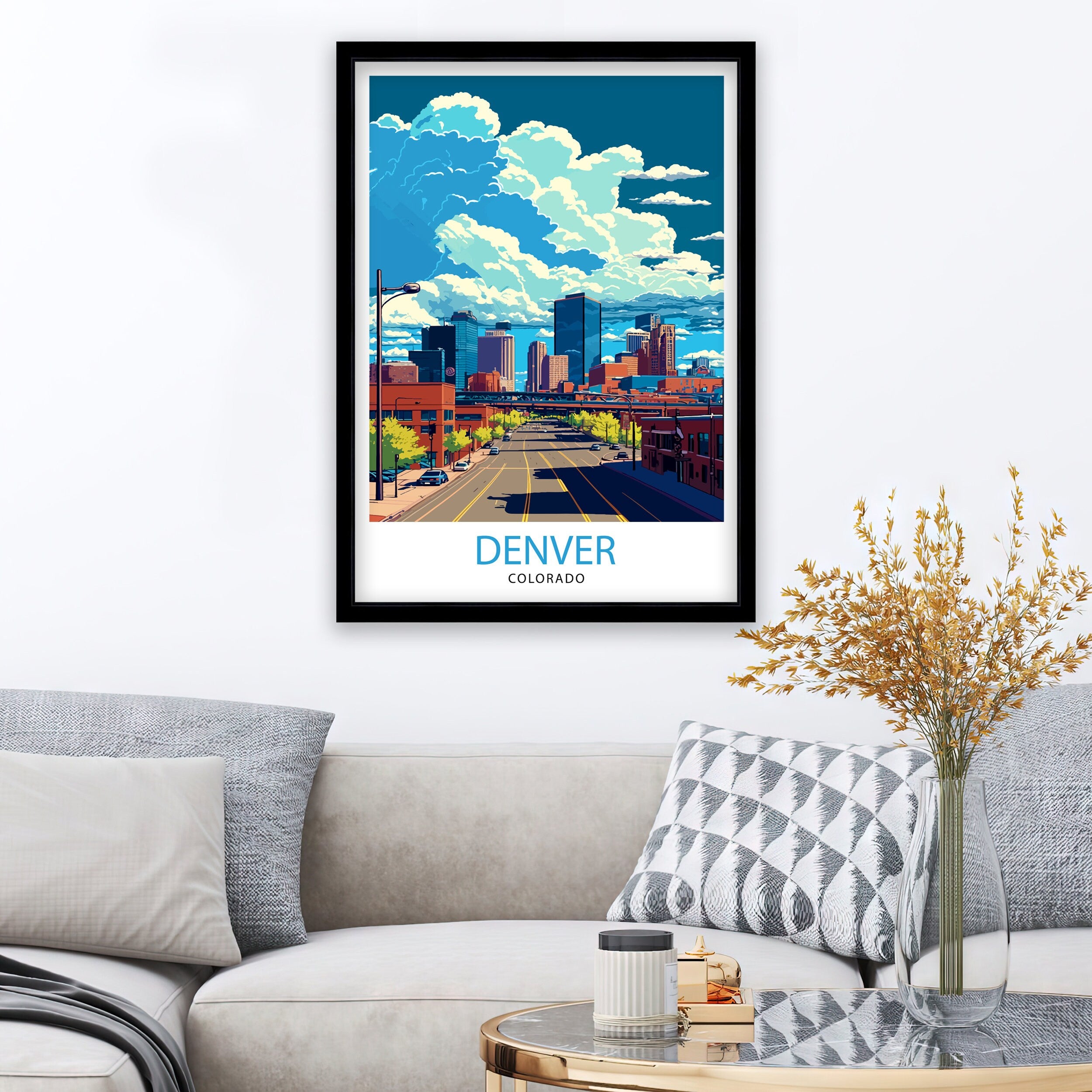 Denver Colorado Travel Print| Denver Wall Art Colorado Travel Poster Denver Illustration Denver Home Decor Colorado Art Print