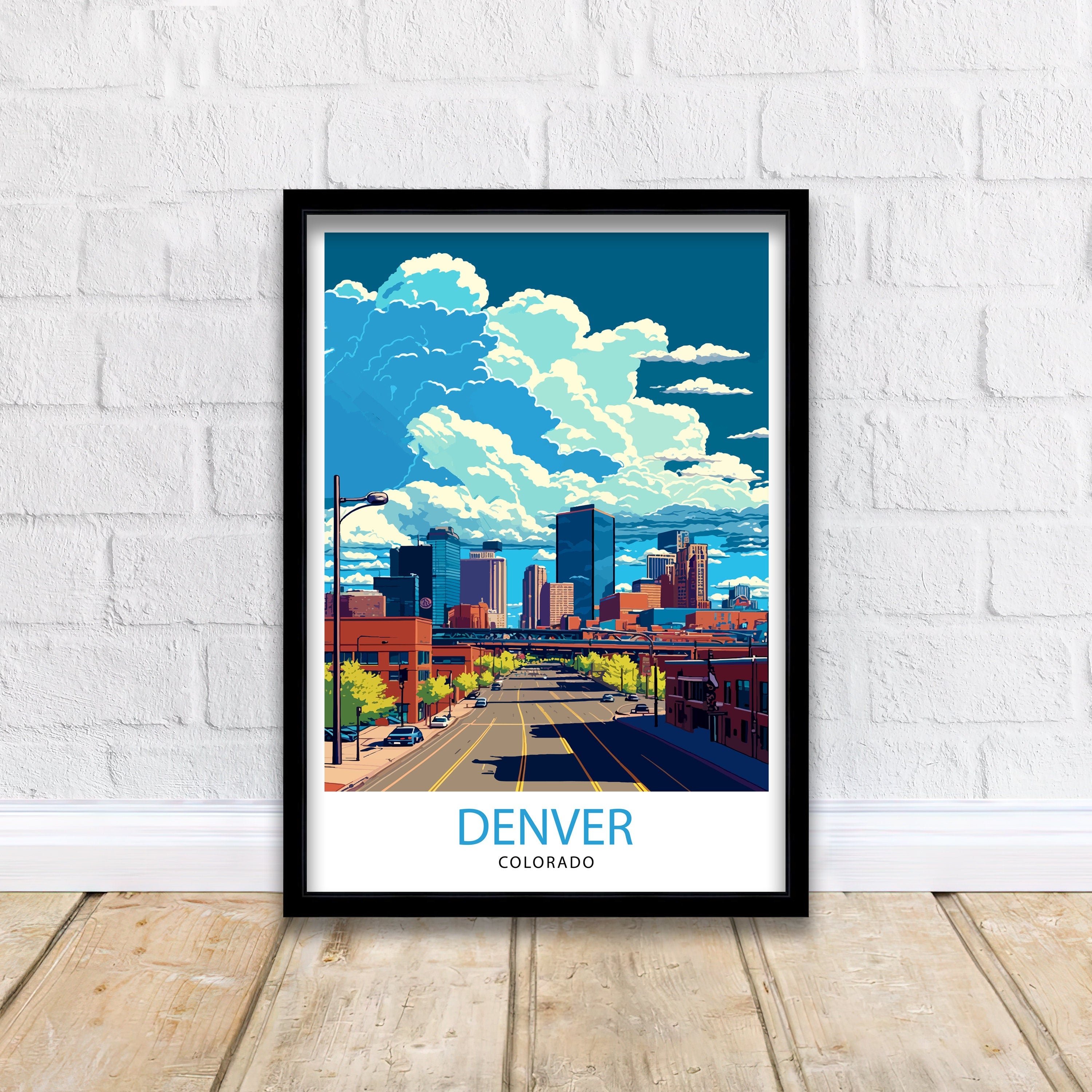 Denver Colorado Travel Print| Denver Wall Art Colorado Travel Poster Denver Illustration Denver Home Decor Colorado Art Print