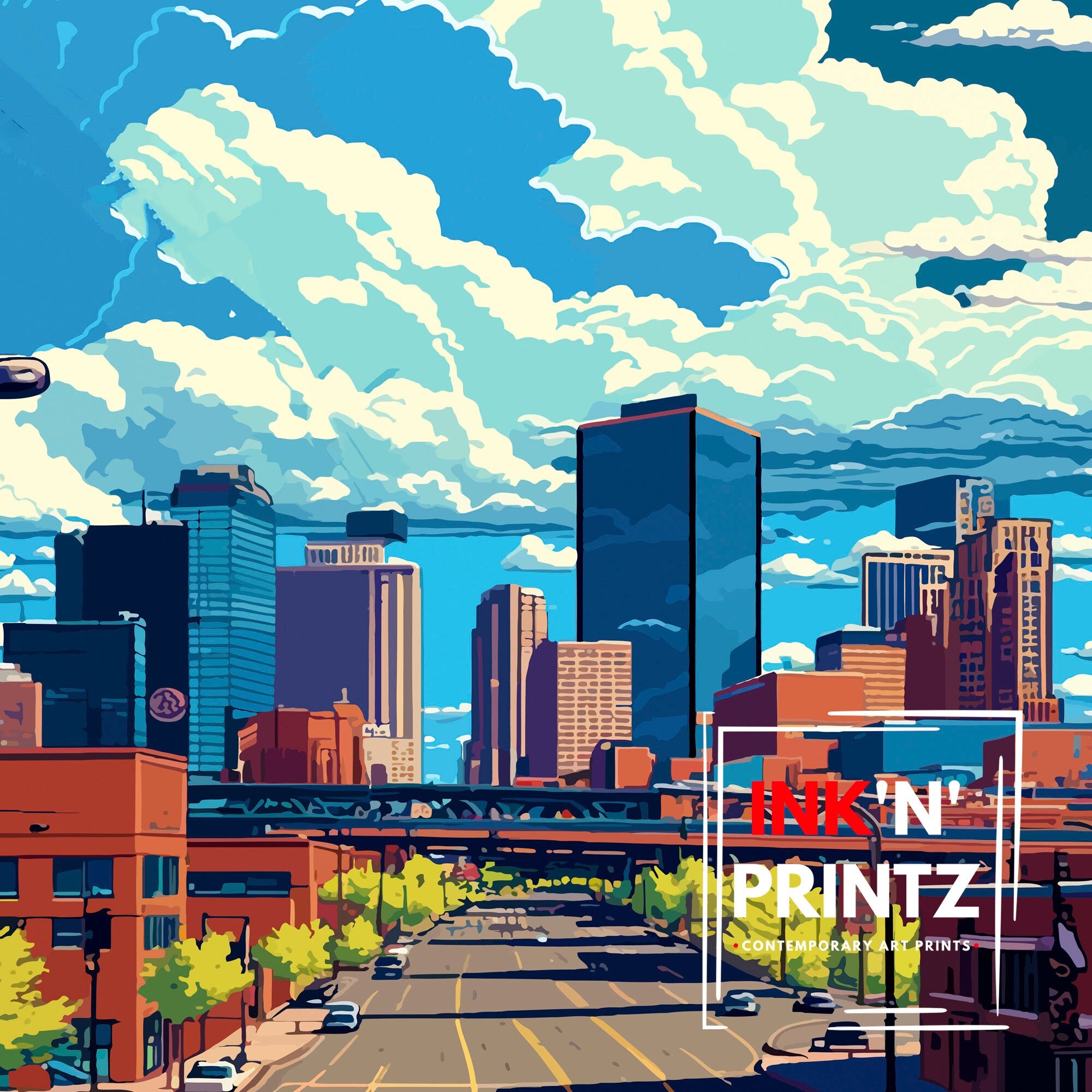 Denver Colorado Travel Print| Denver Wall Art Colorado Travel Poster Denver Illustration Denver Home Decor Colorado Art Print
