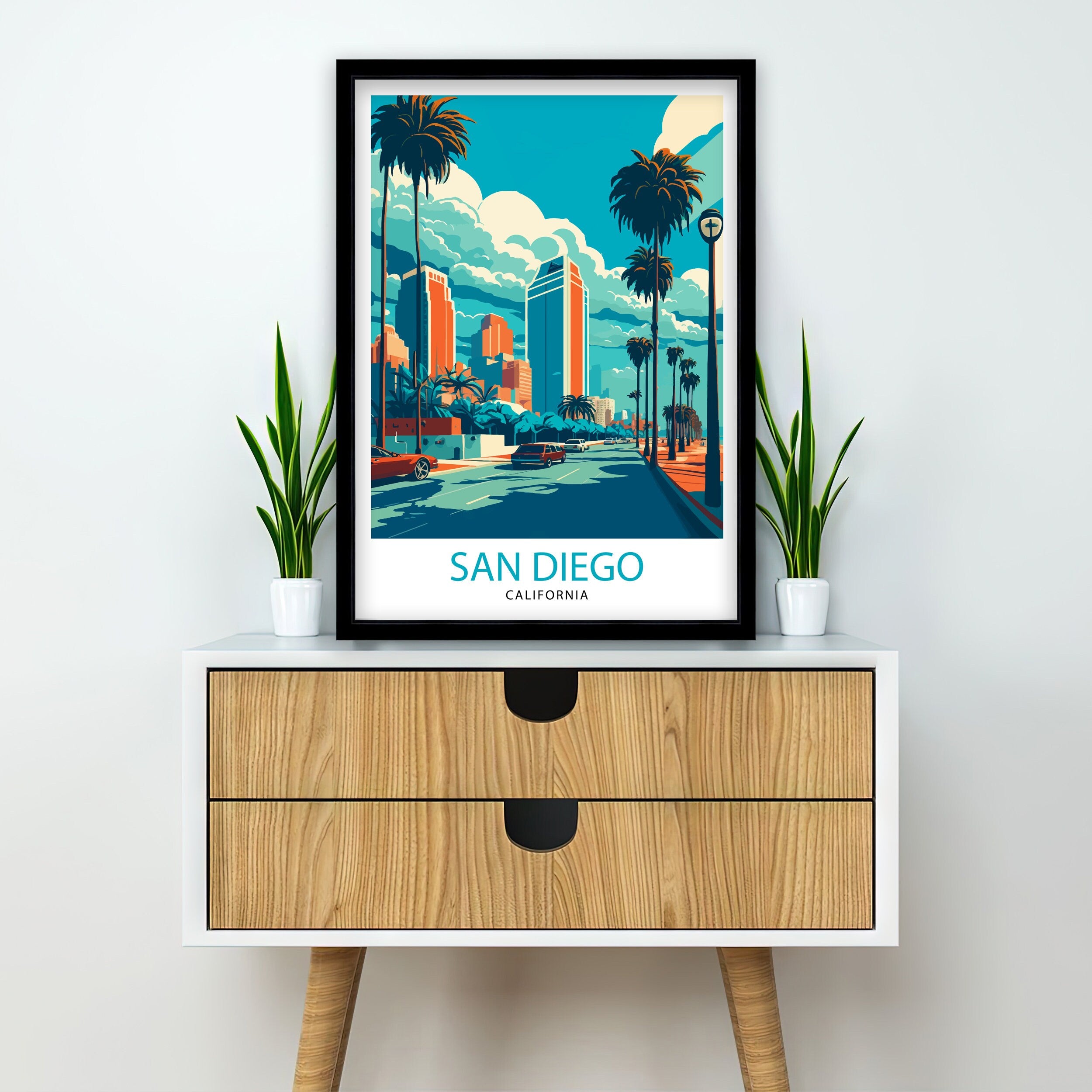 San Diego Travel Print| San Diego Wall Decor San Diego Illustration San Diego Travel Poster San Diego Gift San Diego Home Decor