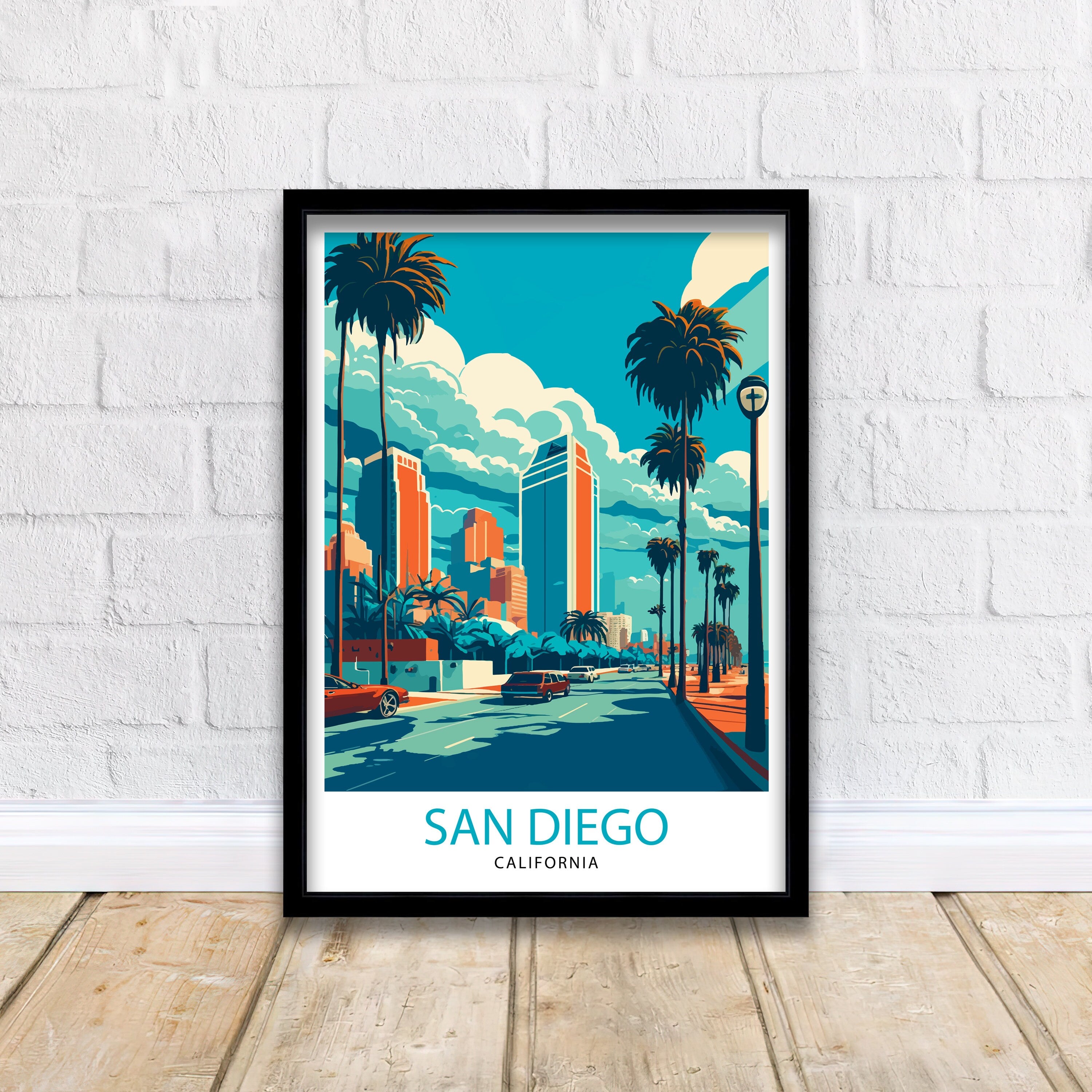 San Diego Travel Print| San Diego Wall Decor San Diego Illustration San Diego Travel Poster San Diego Gift San Diego Home Decor