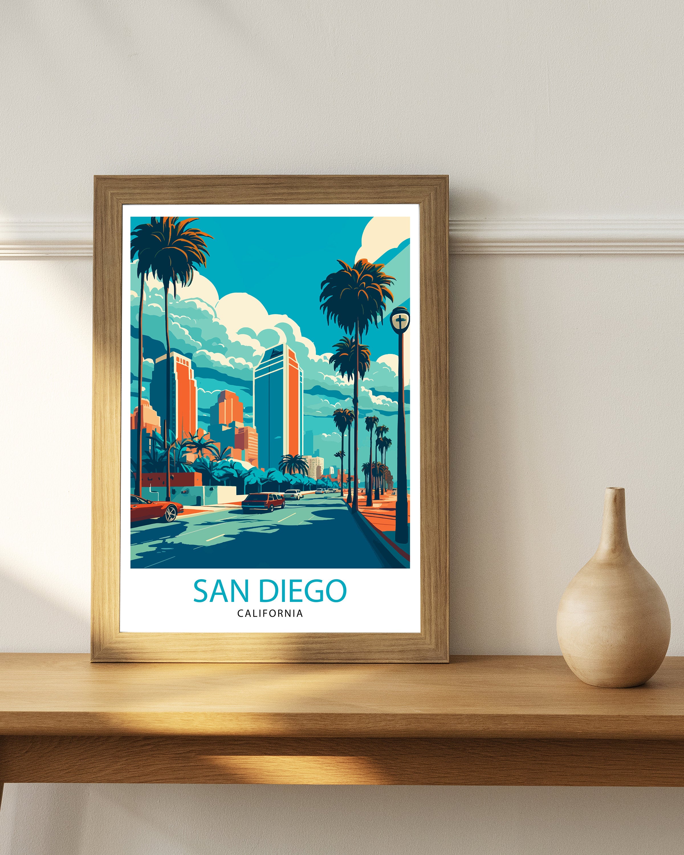 San Diego Travel Print| San Diego Wall Decor San Diego Illustration San Diego Travel Poster San Diego Gift San Diego Home Decor