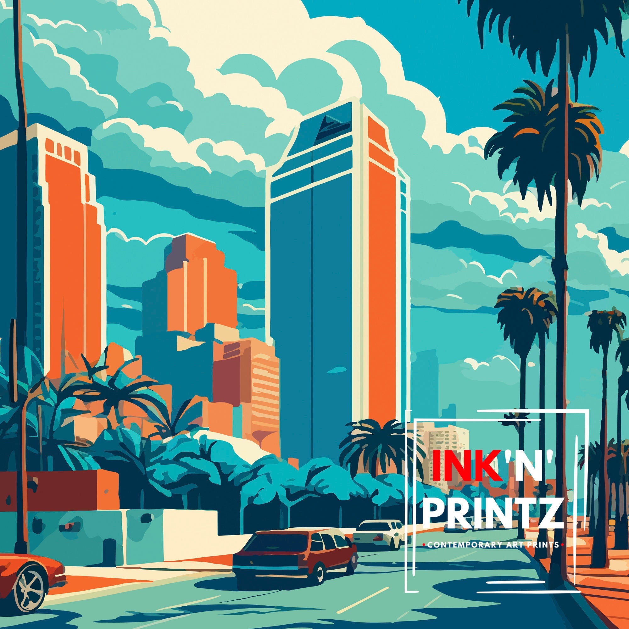 San Diego Travel Print| San Diego Wall Decor San Diego Illustration San Diego Travel Poster San Diego Gift San Diego Home Decor
