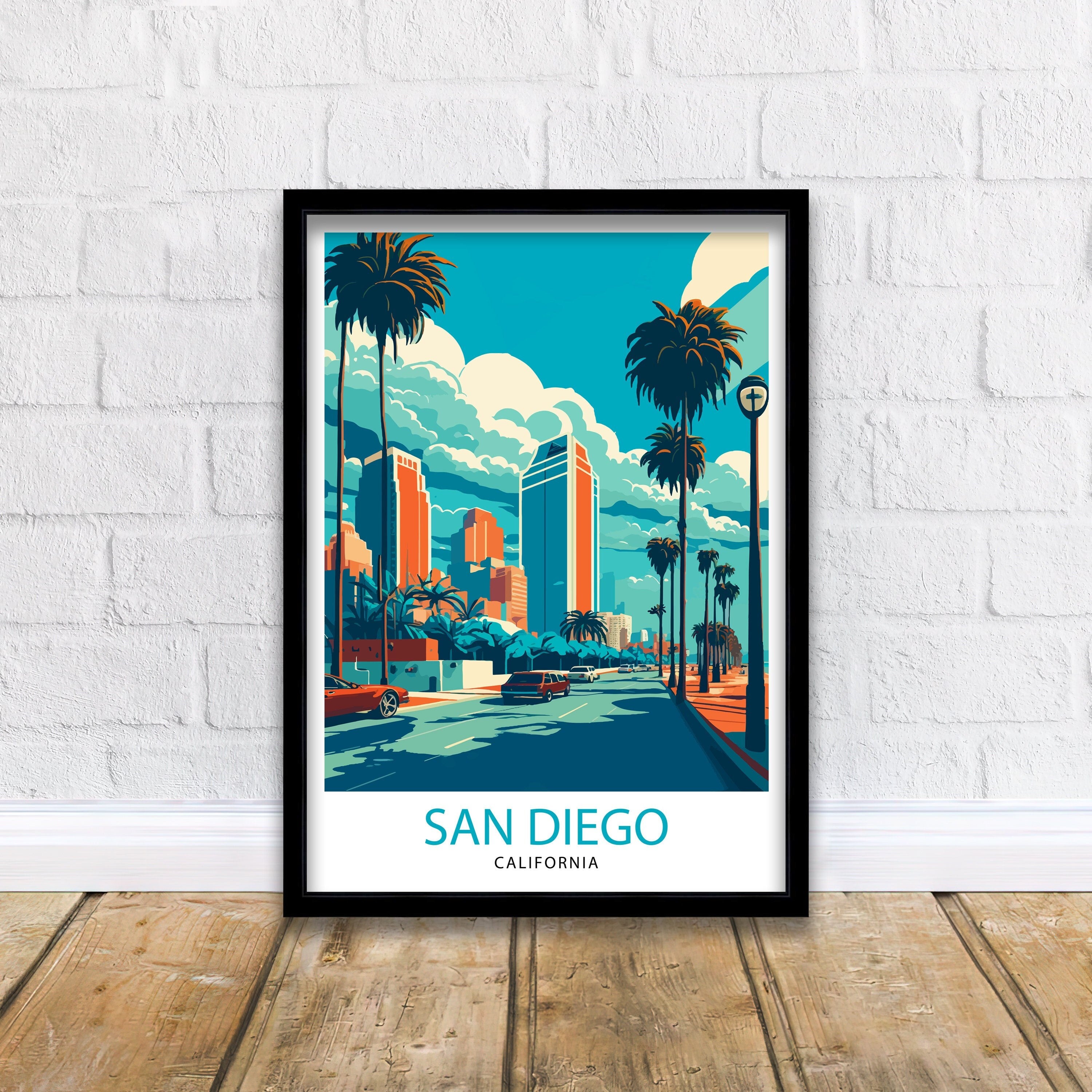 San Diego Travel Print| San Diego Wall Decor San Diego Illustration San Diego Travel Poster San Diego Gift San Diego Home Decor