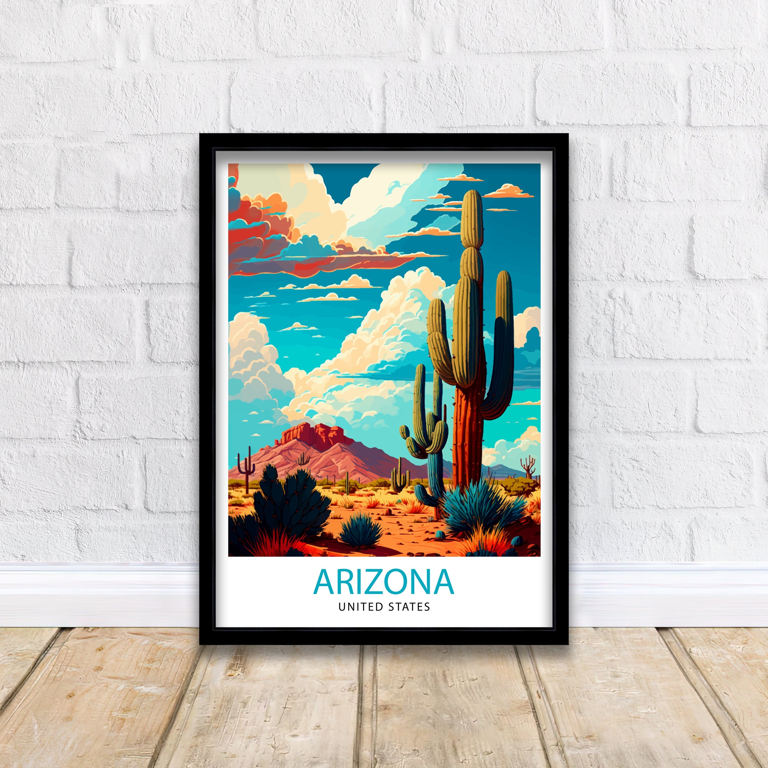 Arizona Travel Print Arizona Wall Art Arizona Home Decor Arizona Travel Poster Arizona Illustration Gift for Arizona Lover Arizona Art Print