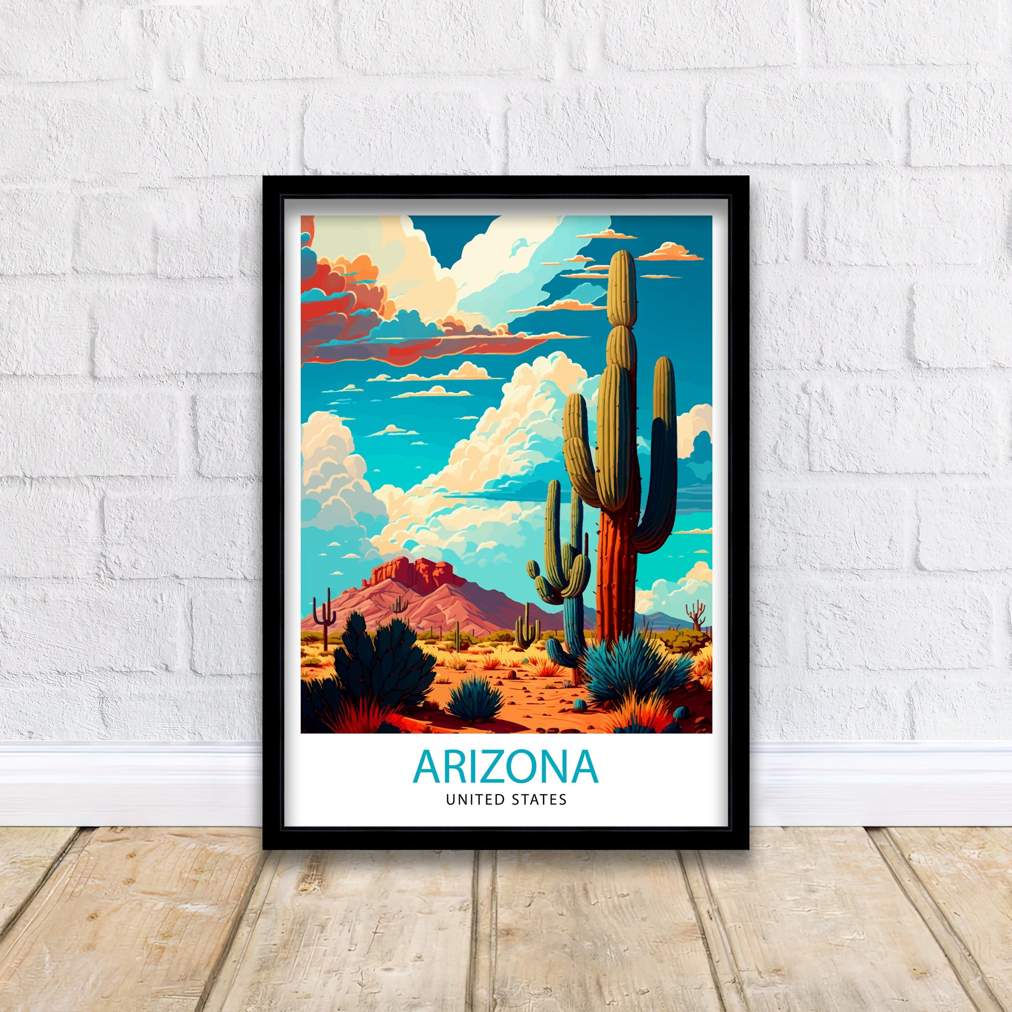 Arizona Travel Print Arizona Wall Art Arizona Home Decor Arizona Travel Poster Arizona Illustration Gift for Arizona Lover Arizona Art Print