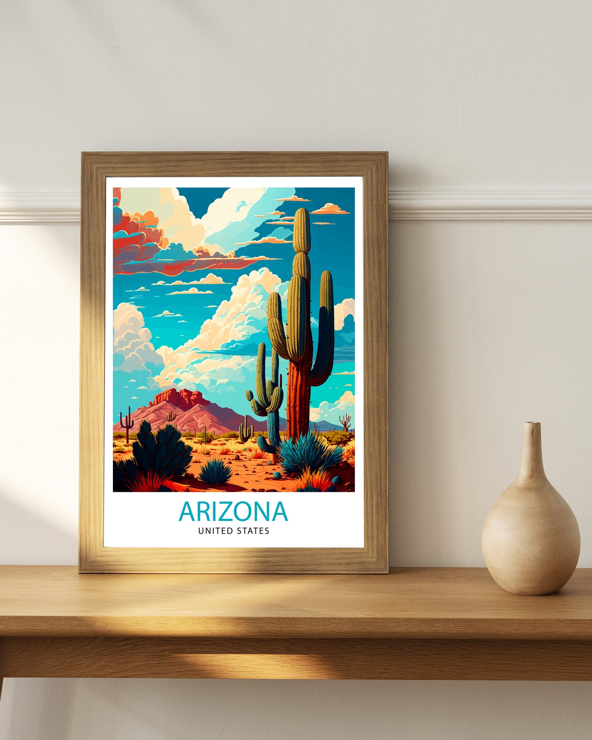 Arizona Travel Print Arizona Wall Art Arizona Home Decor Arizona Travel Poster Arizona Illustration Gift for Arizona Lover Arizona Art Print