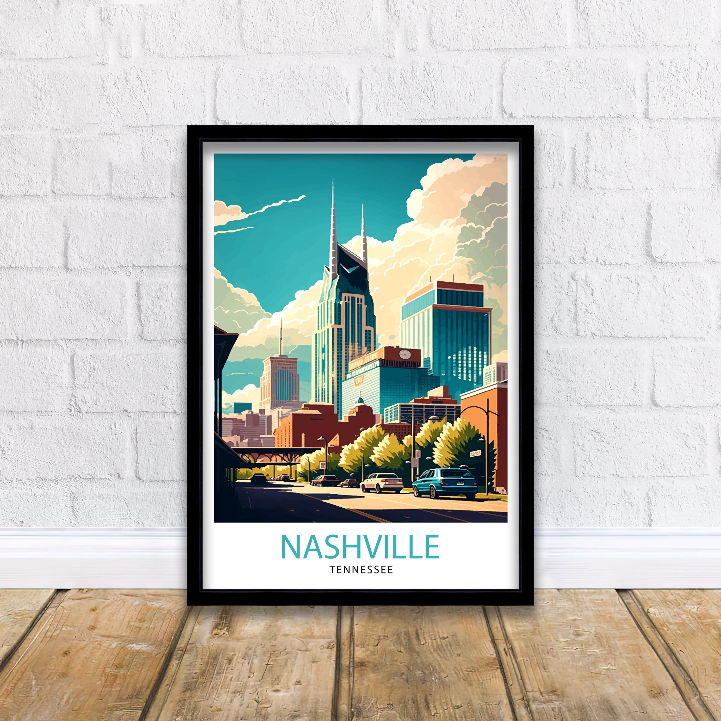 Nashville Travel Print| Nashville Wall Art Nashville Illustration Travel Poster Gift For Nashville Tennessee Home Decor