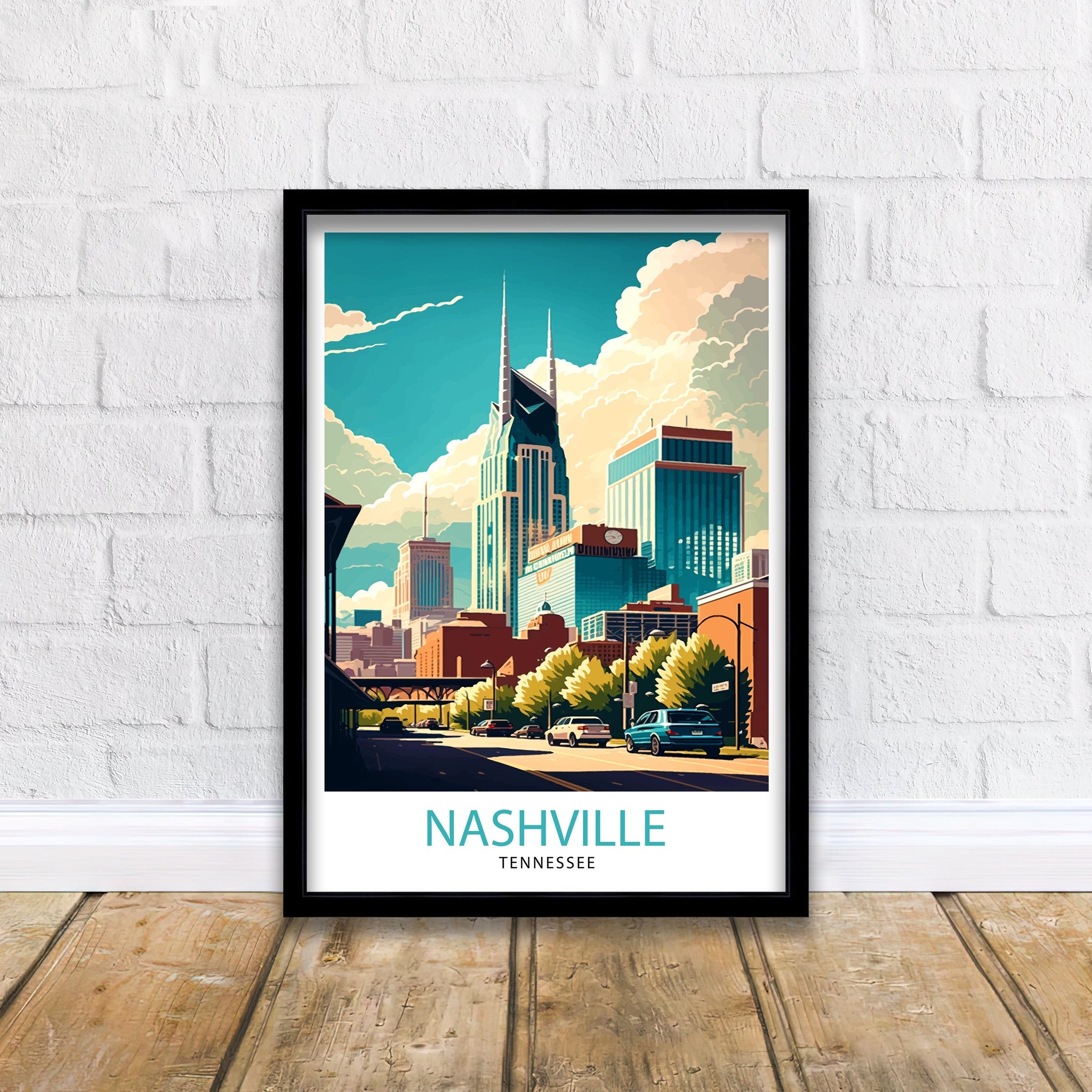 Nashville Travel Print| Nashville Wall Art Nashville Illustration Travel Poster Gift For Nashville Tennessee Home Decor