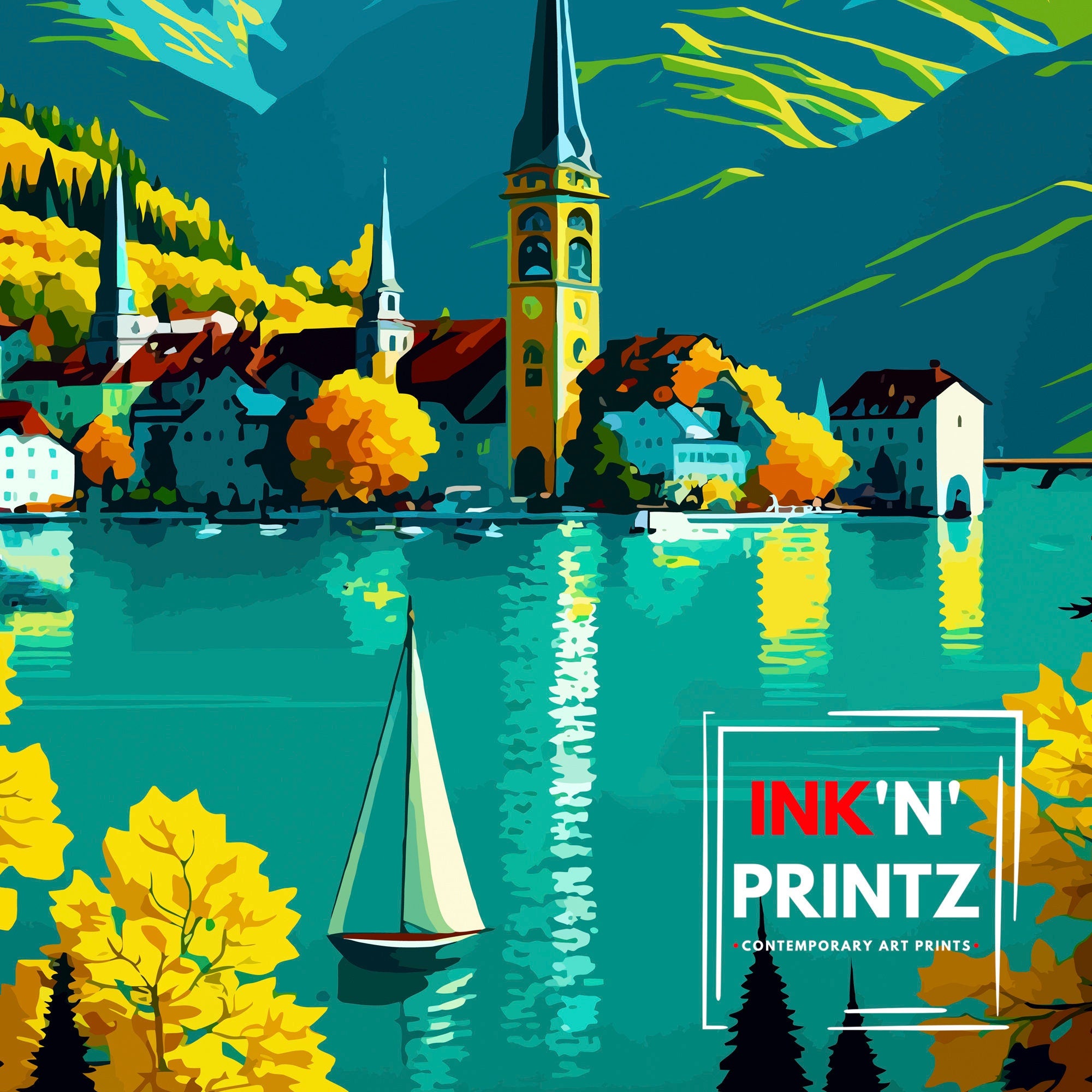 Zell am See Austria Travel Print Zell am See Wall Decor Zell am See Poster Austria Travel Prints Zell am See Art Print Zell am See