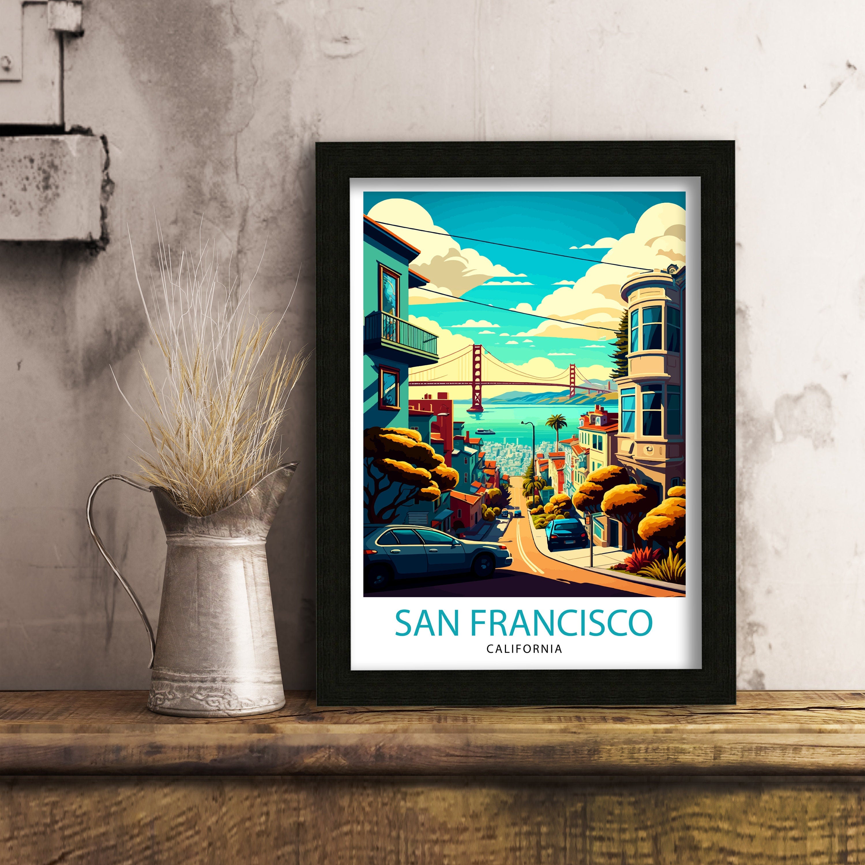 San Francisco Travel Print | Golden Gate Bridge Home Decor