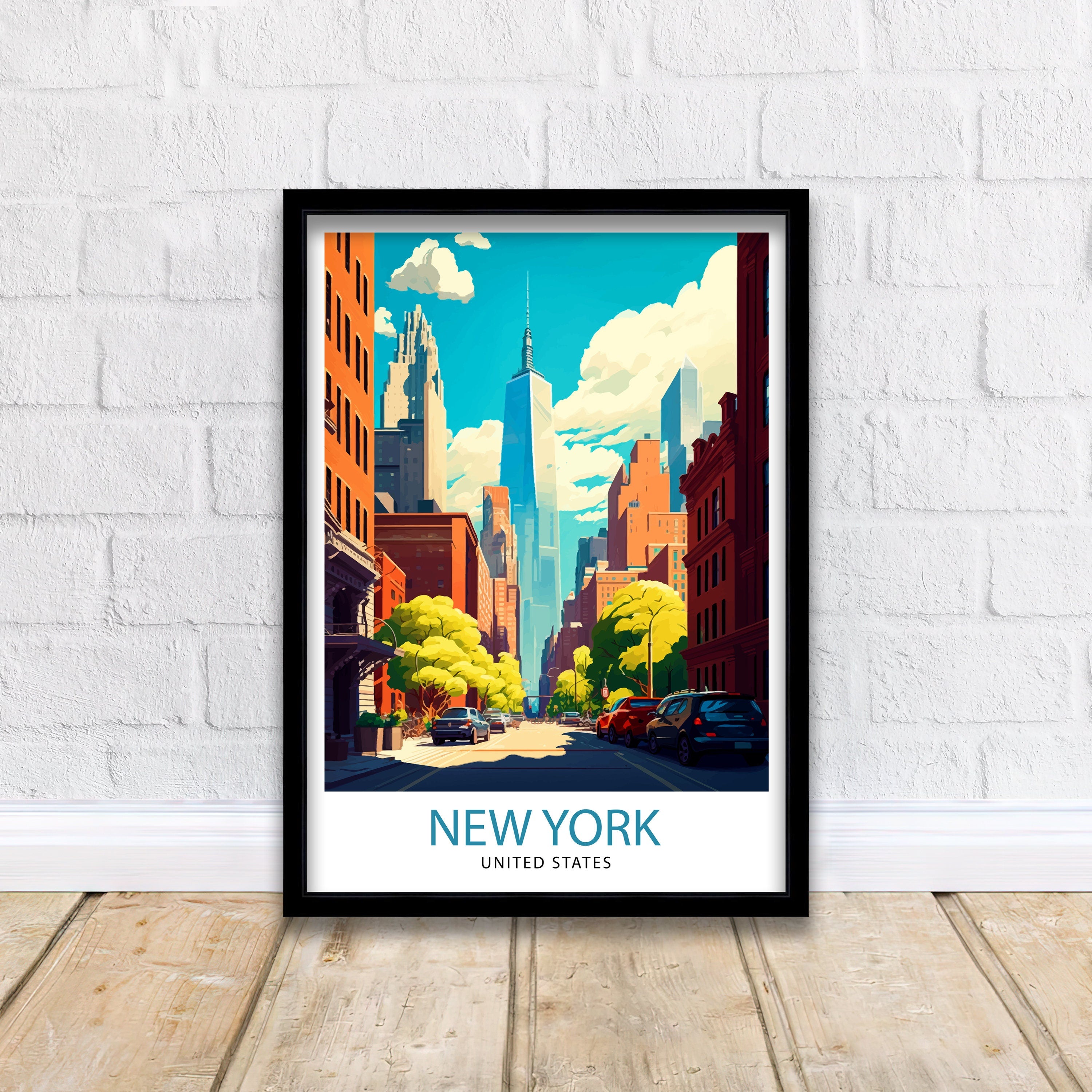 New York Cityscape Print | NYC Travel Poster, Home Decor