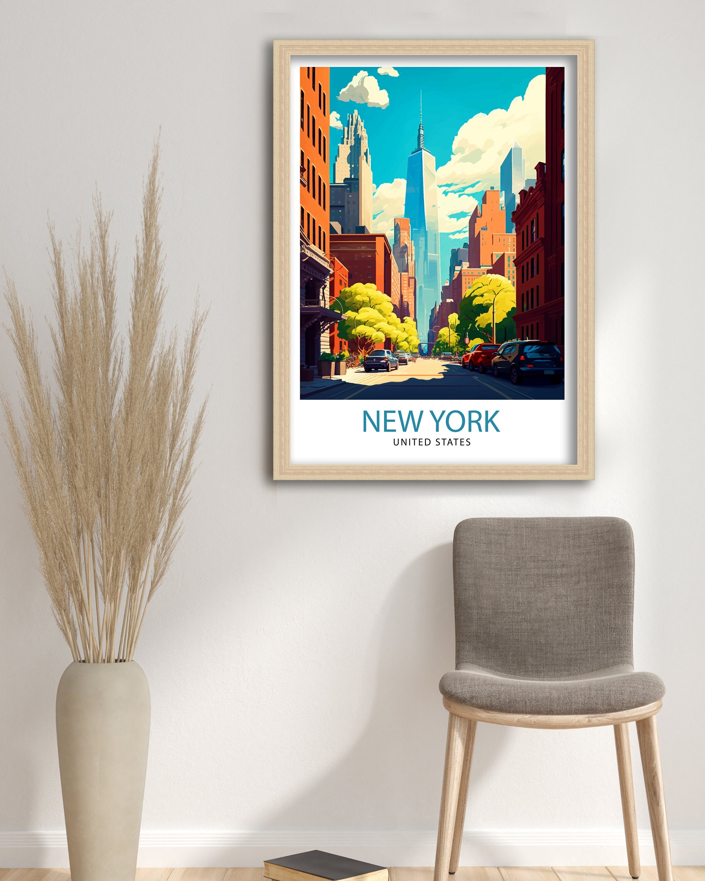 New York Cityscape Print | NYC Travel Poster, Home Decor