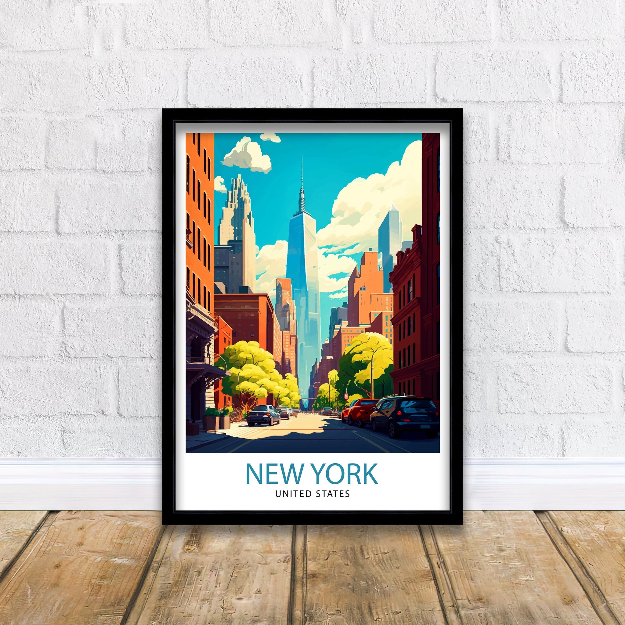 New York Cityscape Print | NYC Travel Poster, Home Decor