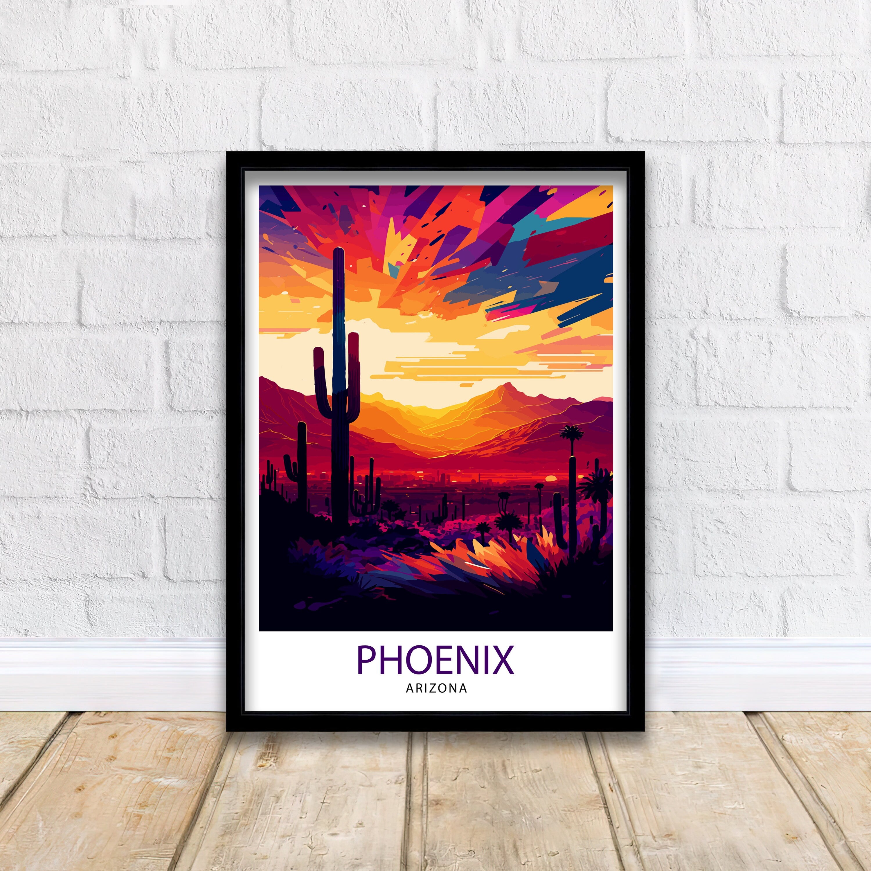 Phoenix Arizona Art Print | Colorful Desert Illustration