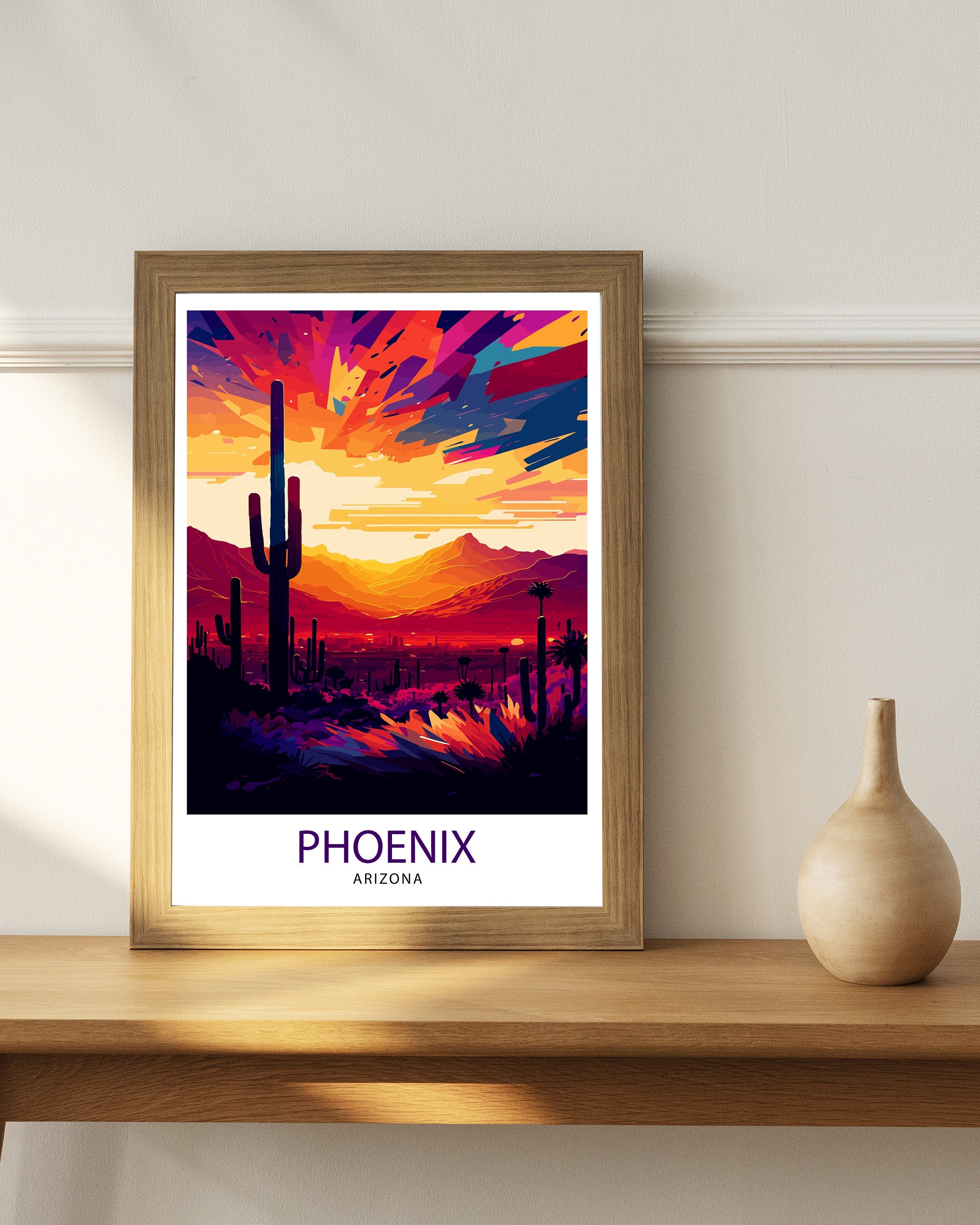 Phoenix Arizona Art Print | Colorful Desert Illustration