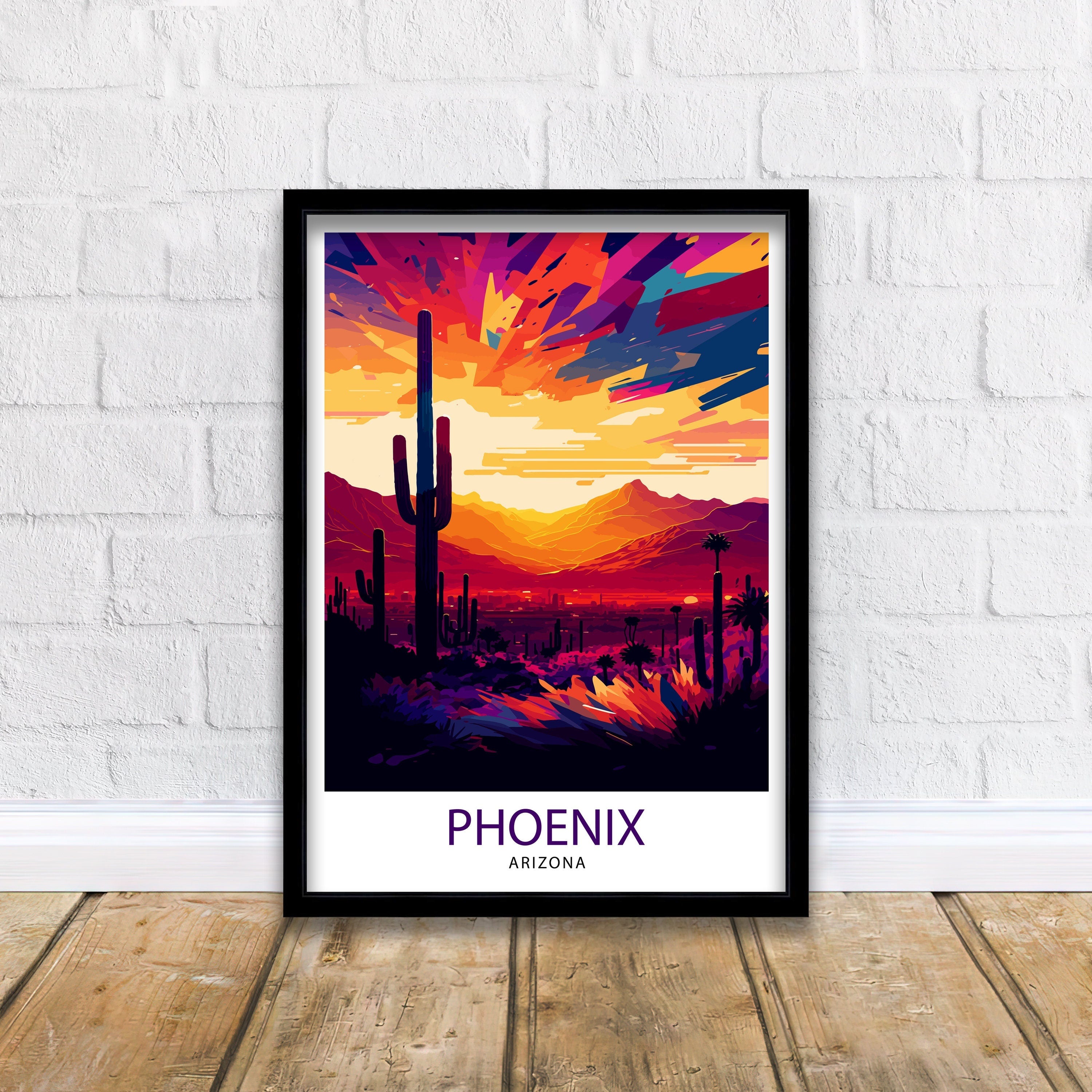Phoenix Arizona Art Print | Colorful Desert Illustration