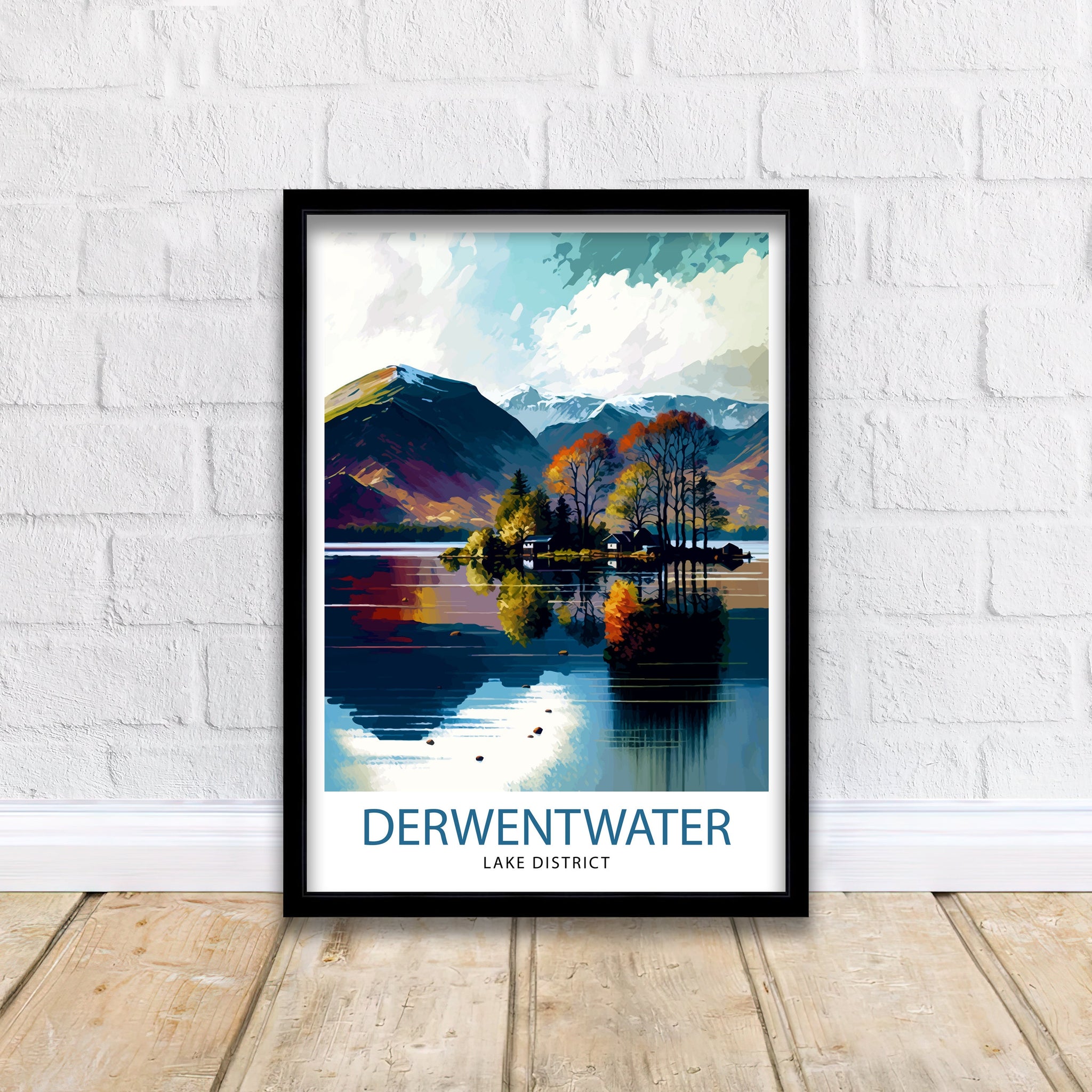 Derwentwater Cumbria Travel Print Wall Decor Home Living Decor Illustration Travel Poster Gift For Derwentwater Cumbria Home Decor