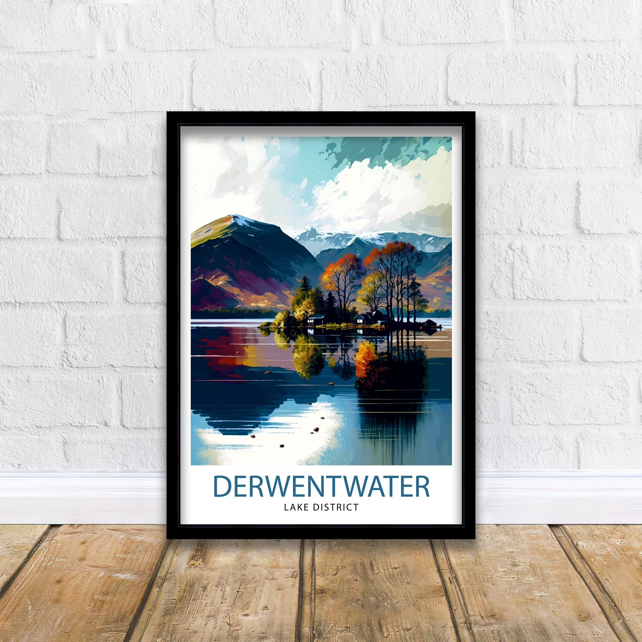 Derwentwater Cumbria Travel Print Wall Decor Home Living Decor Illustration Travel Poster Gift For Derwentwater Cumbria Home Decor