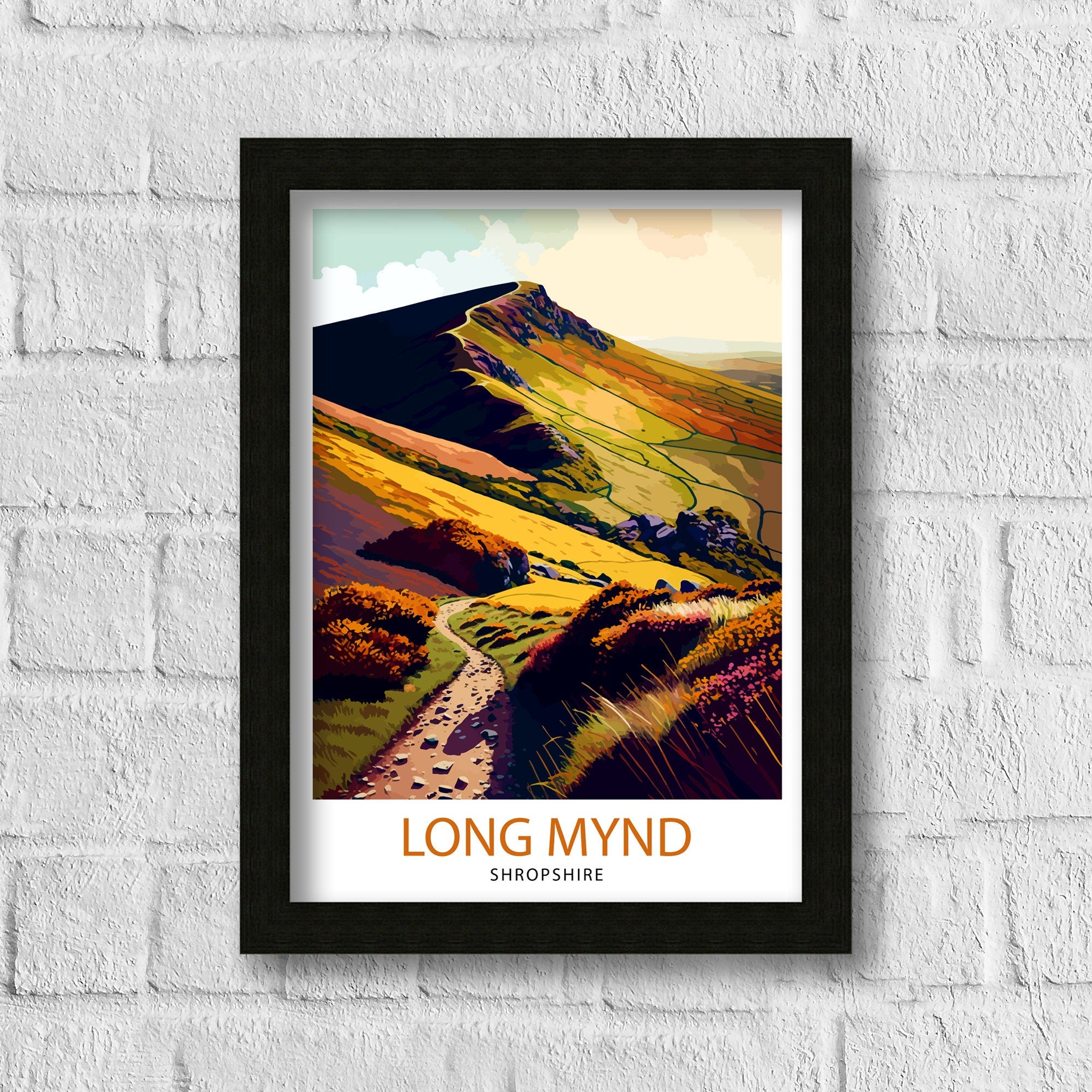 Long Mynd Travel Print Long Mynd Wall Art Long Mynd Home Decor Long Mynd Illustration Long Mynd Poster Long Mynd Landscape