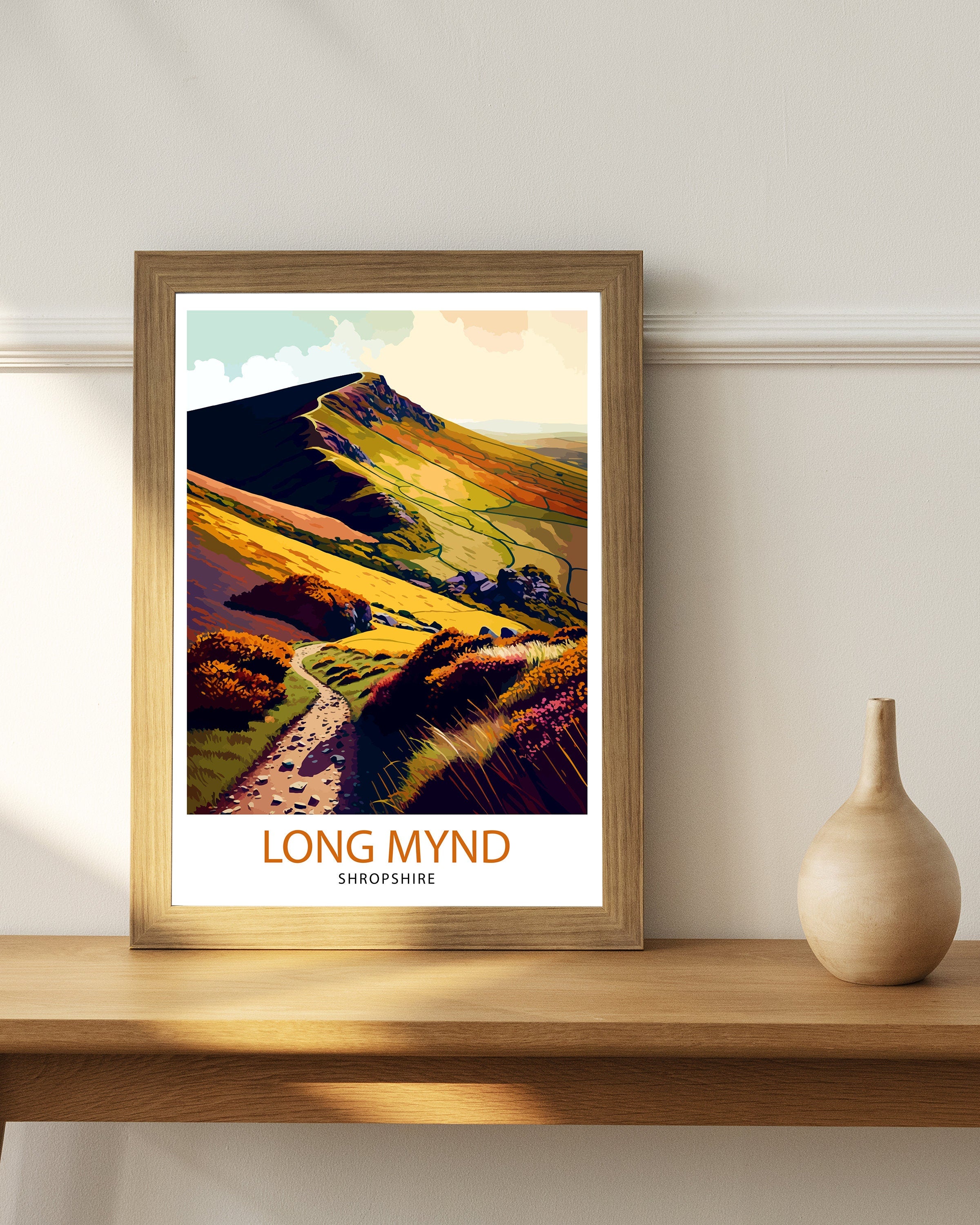 Long Mynd Travel Print Long Mynd Wall Art Long Mynd Home Decor Long Mynd Illustration Long Mynd Poster Long Mynd Landscape