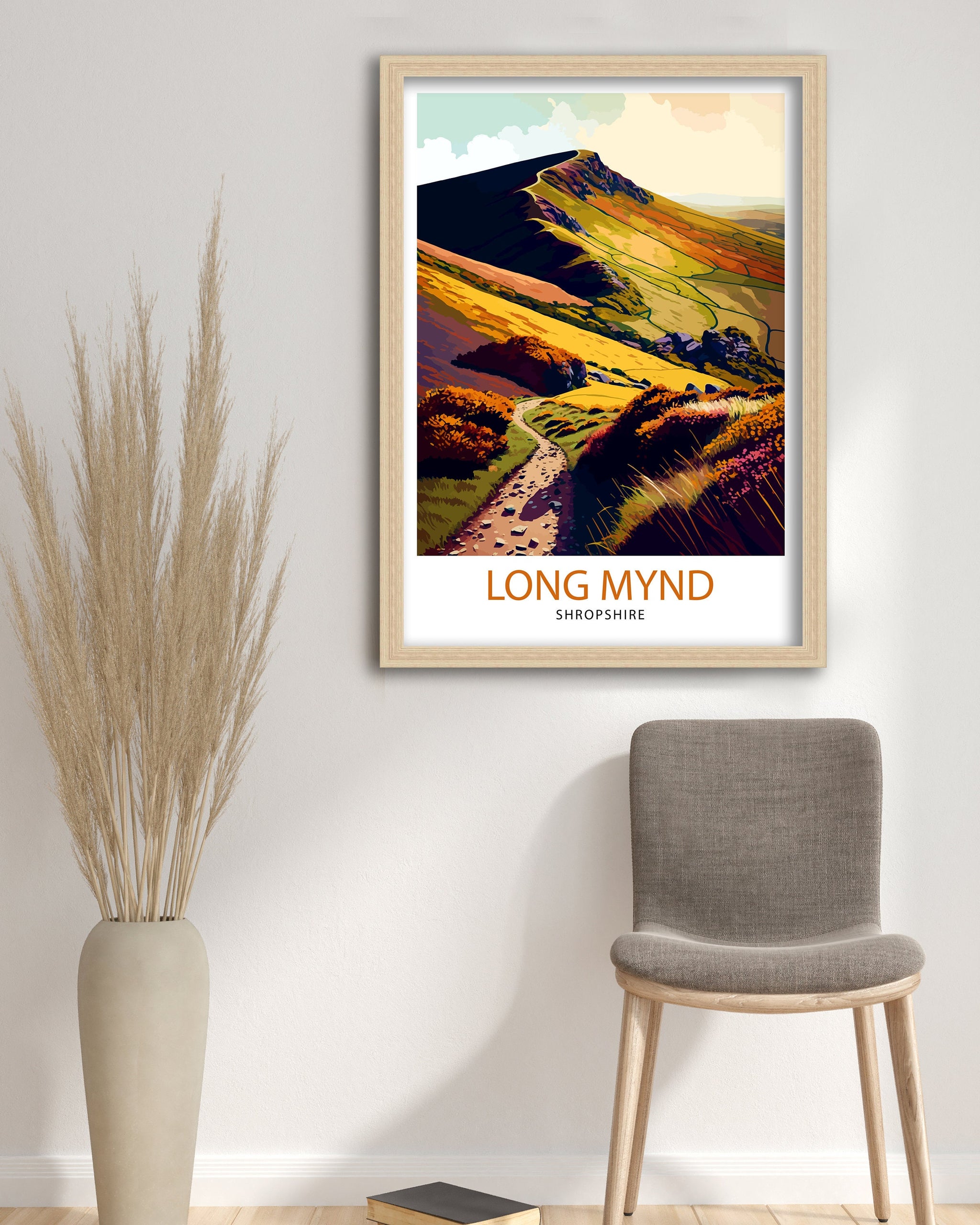 Long Mynd Travel Print Long Mynd Wall Art Long Mynd Home Decor Long Mynd Illustration Long Mynd Poster Long Mynd Landscape