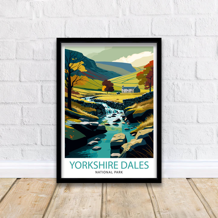 Yorkshire Dales Travel Poster Wall Art, Home Decor Yorkshire Dales Illustration Travel Poster Gift For UK Travelers England Home Decor