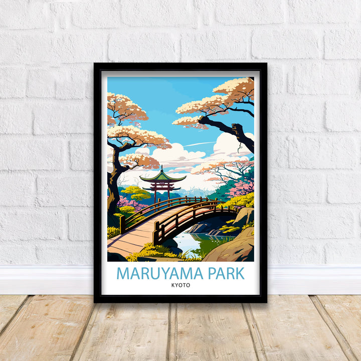 Maruyama Park Kyoto Travel Poster Kyoto Wall Art Japan Poster Maruyama Park Illustration Travel Poster Japan Home DecorGift for Kyoto Lovers