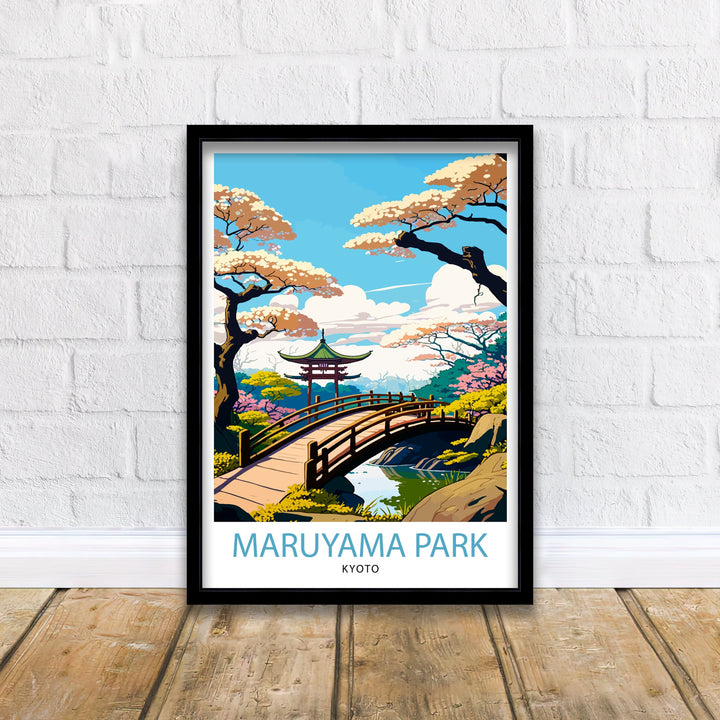 Maruyama Park Kyoto Travel Poster Kyoto Wall Art Japan Poster Maruyama Park Illustration Travel Poster Japan Home DecorGift for Kyoto Lovers