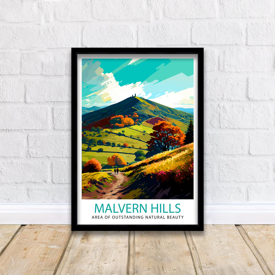 Malvern Hills Travel Print Malvern Hills Wall Art Malvern Hills Home Decor Malvern Hills Illustration Travel Poster Gift for Malvern Hills