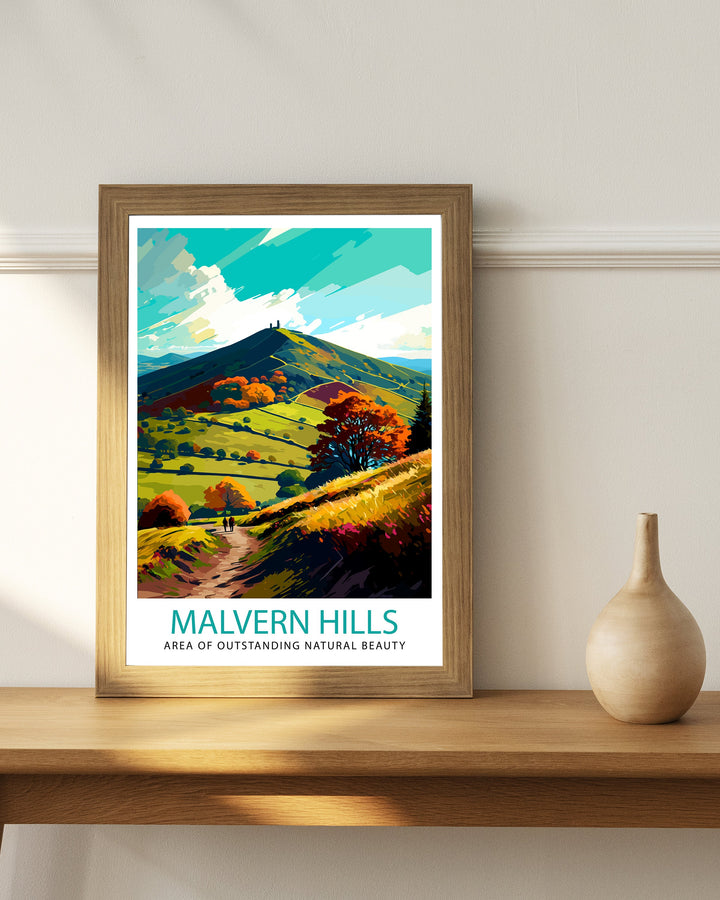 Malvern Hills Travel Print Malvern Hills Wall Art Malvern Hills Home Decor Malvern Hills Illustration Travel Poster Gift for Malvern Hills